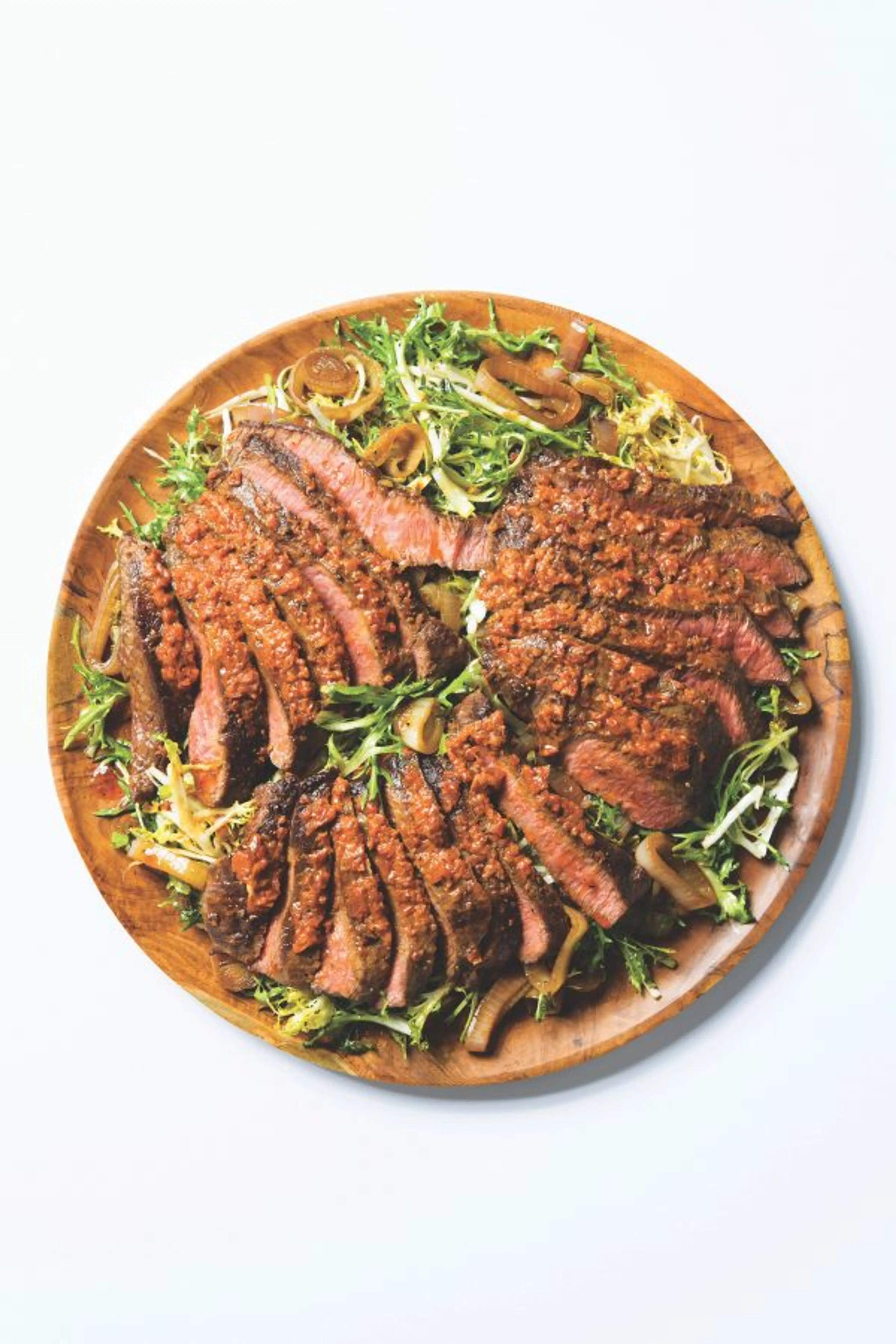 Steak with Smoky Tomato Butter, Shallots and Wilted Frisée