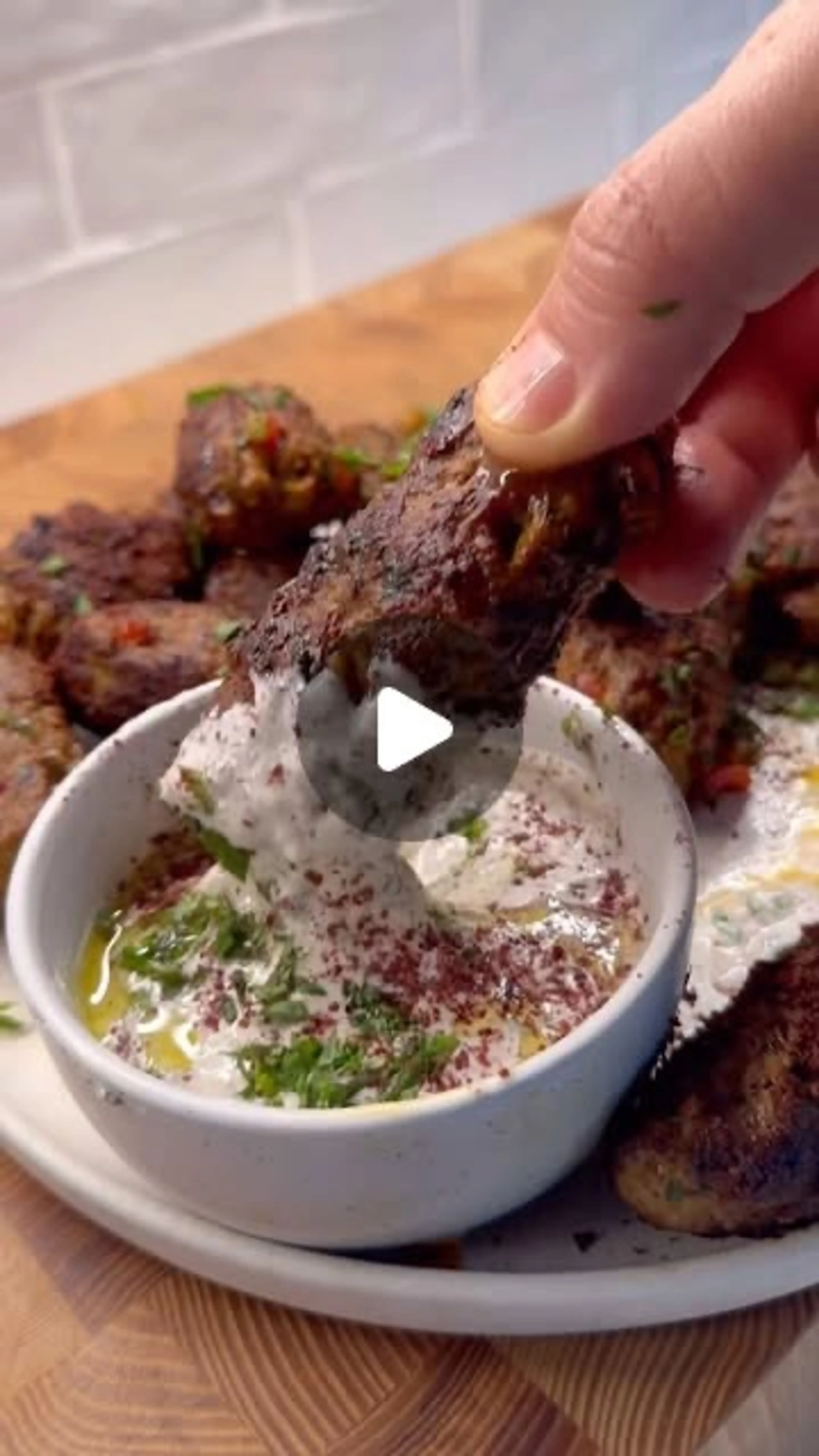 Homemade Kabobs & Garlicky Sauce