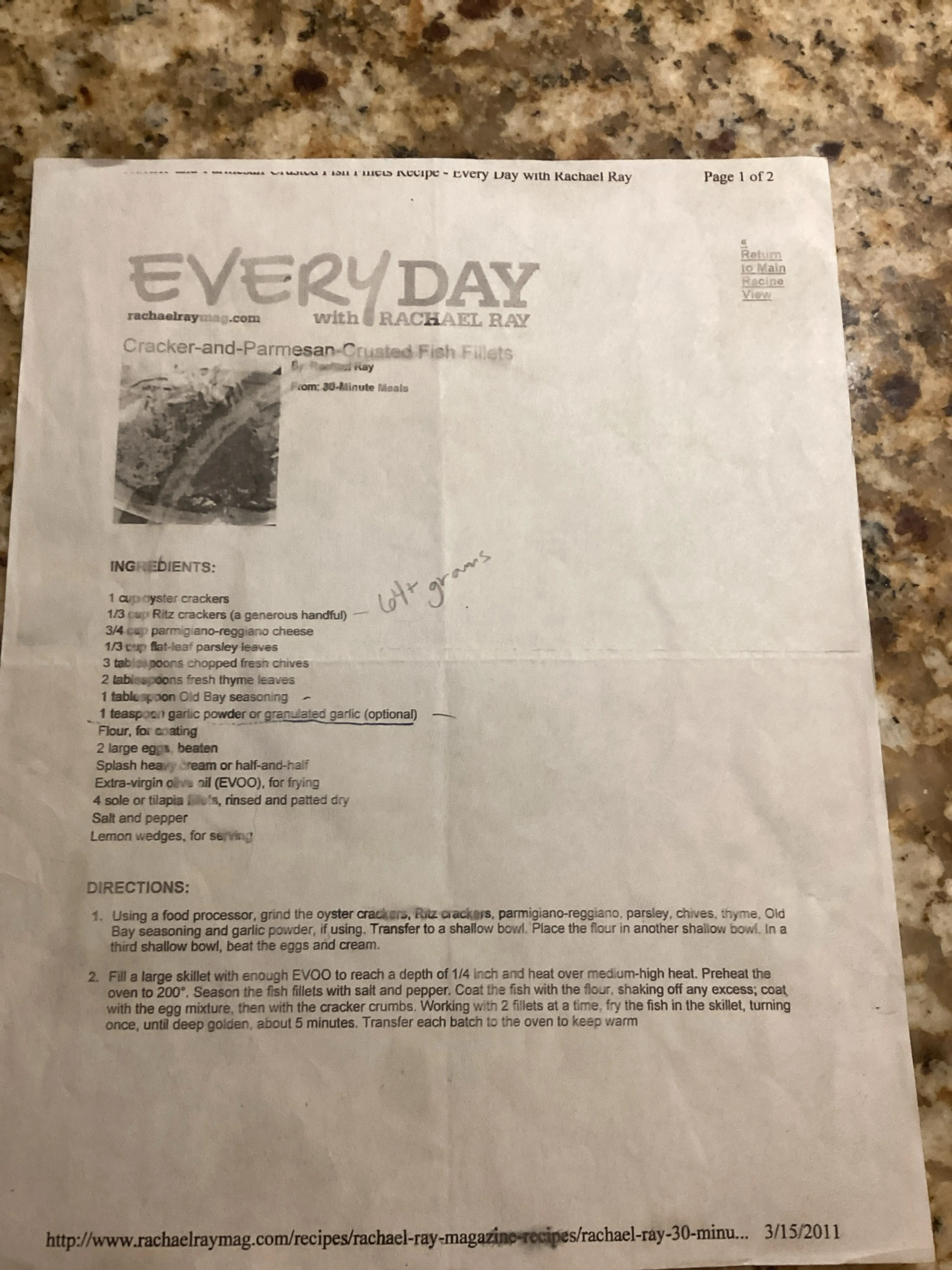 RACHAEL RAY Cracker-and-Parmesan-Crusted Fish Fillets