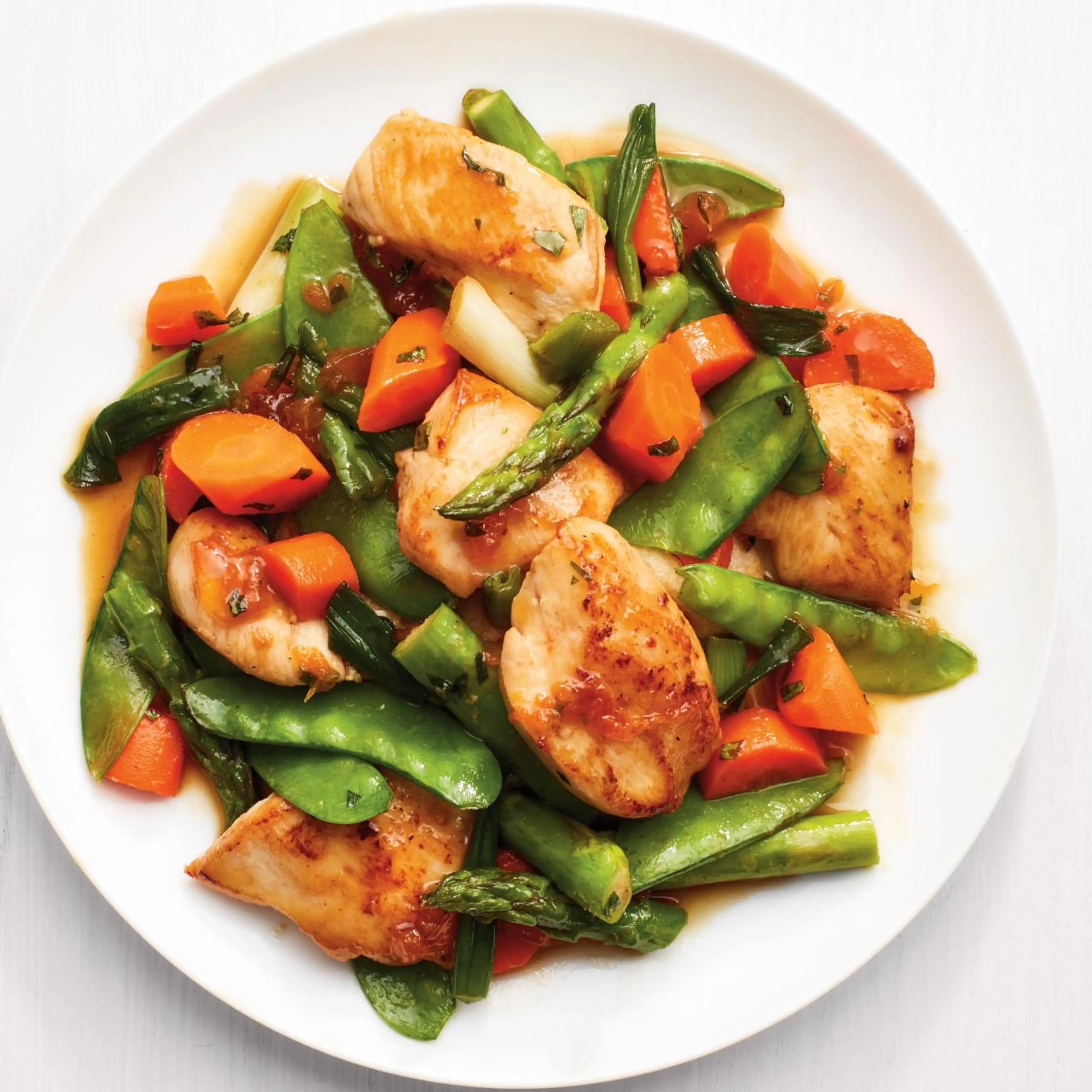 Apricot-Glazed Chicken with Spring Vegetables