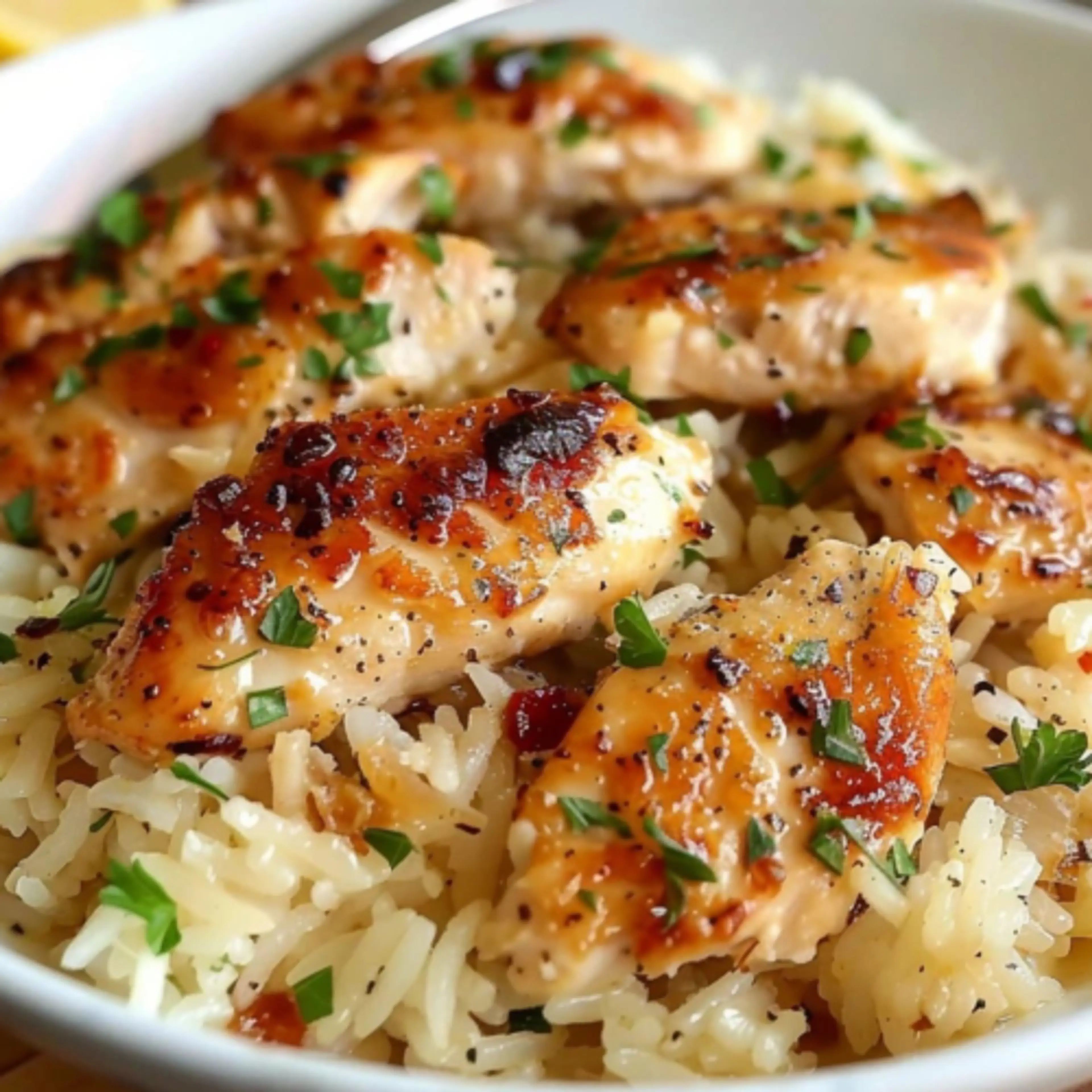 Chicken Scampi With Garlic Parmesan Rice