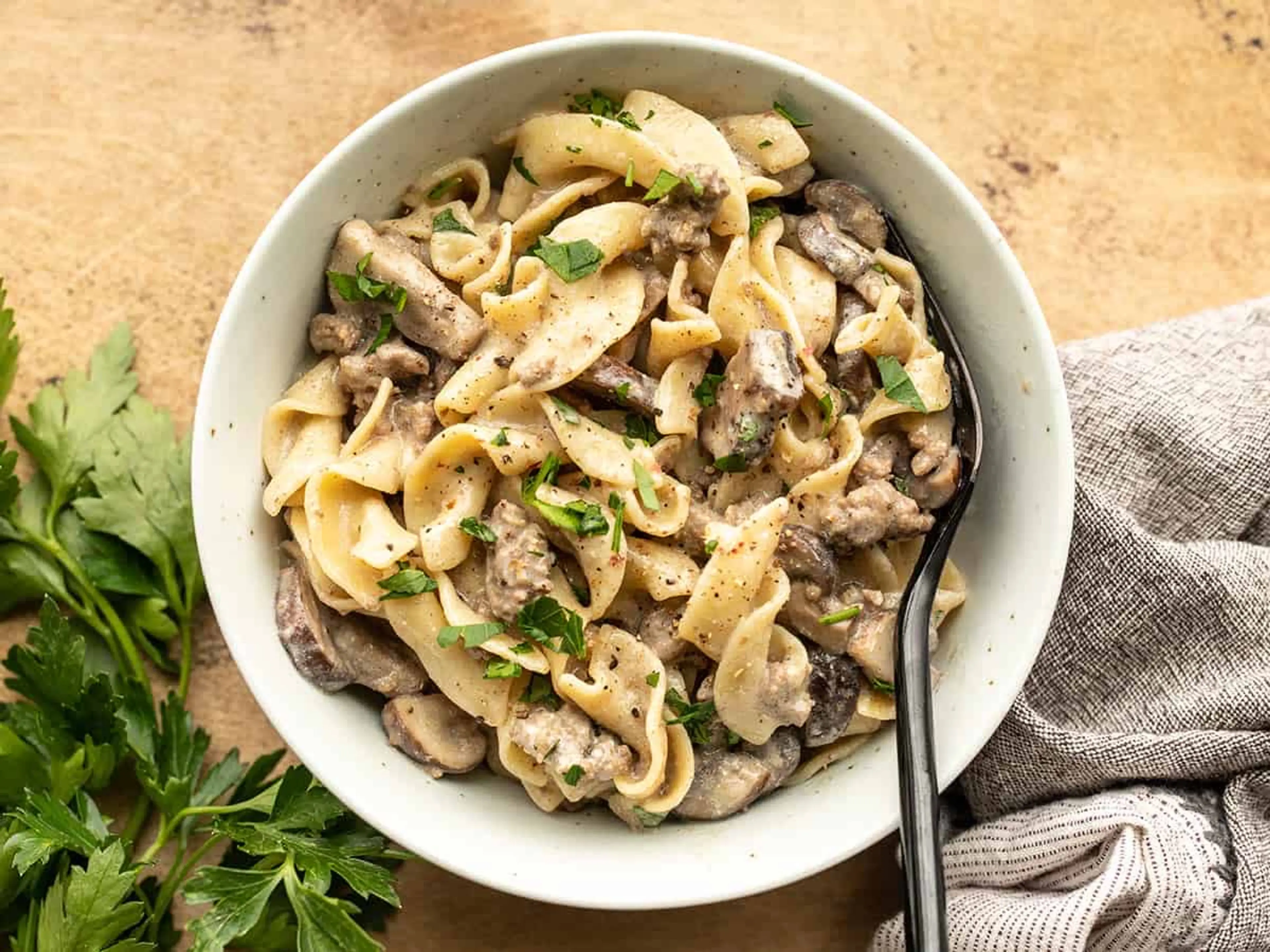 One Pot Beef and Mushroom Stroganoff