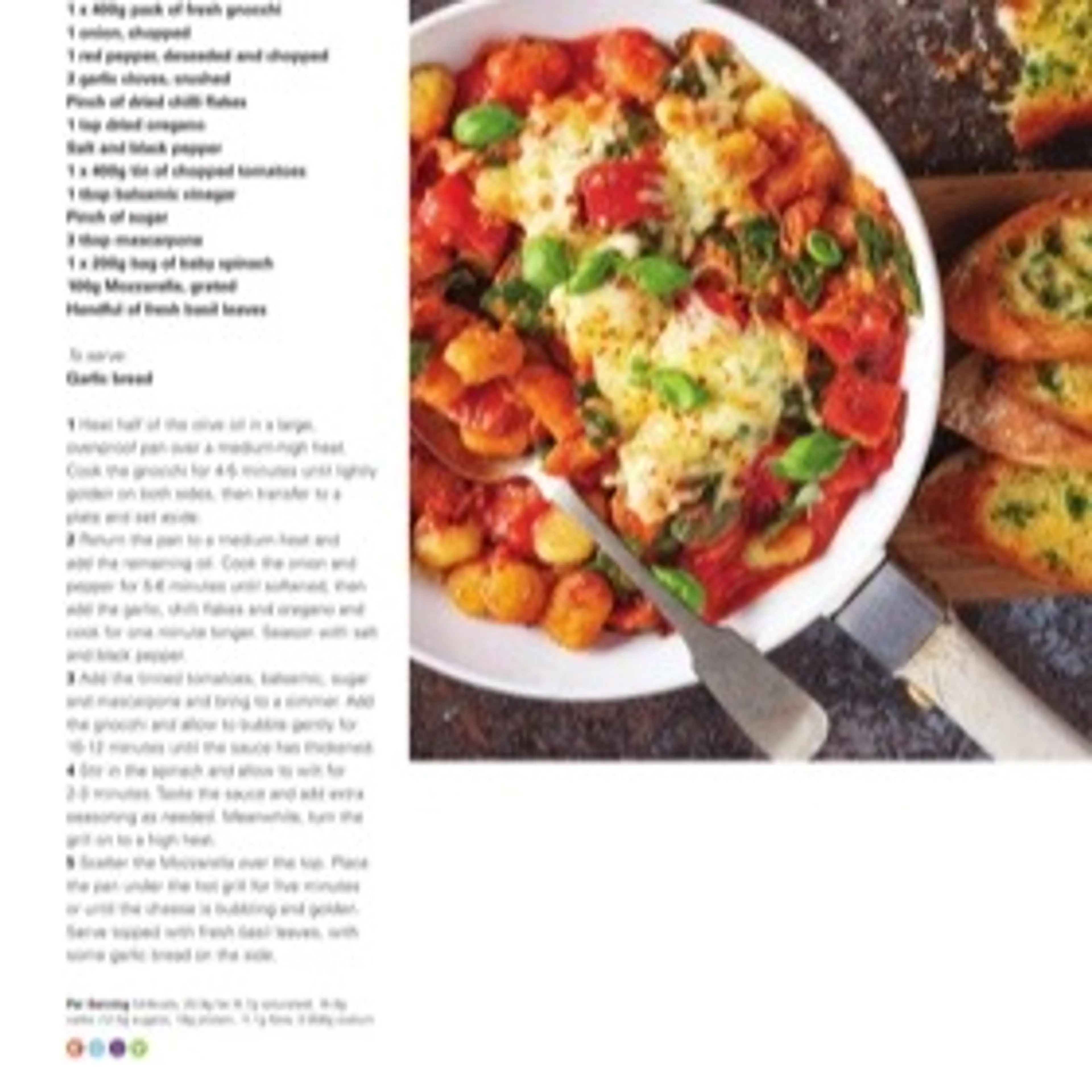 Tomato, spinach and Mozzarella gnocchi