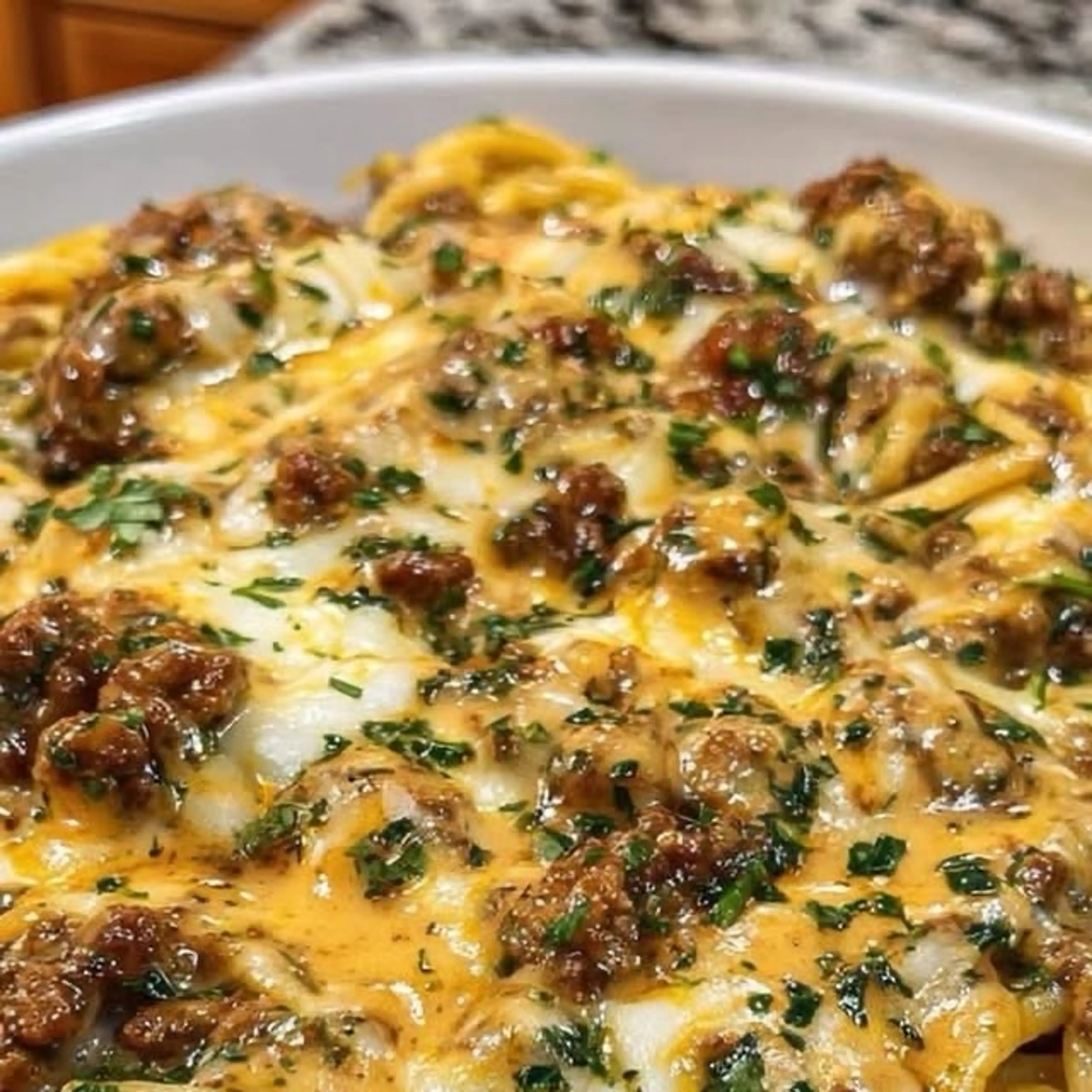 Beef Bolognese Spaghetti with Mozzarella Provolone Cream