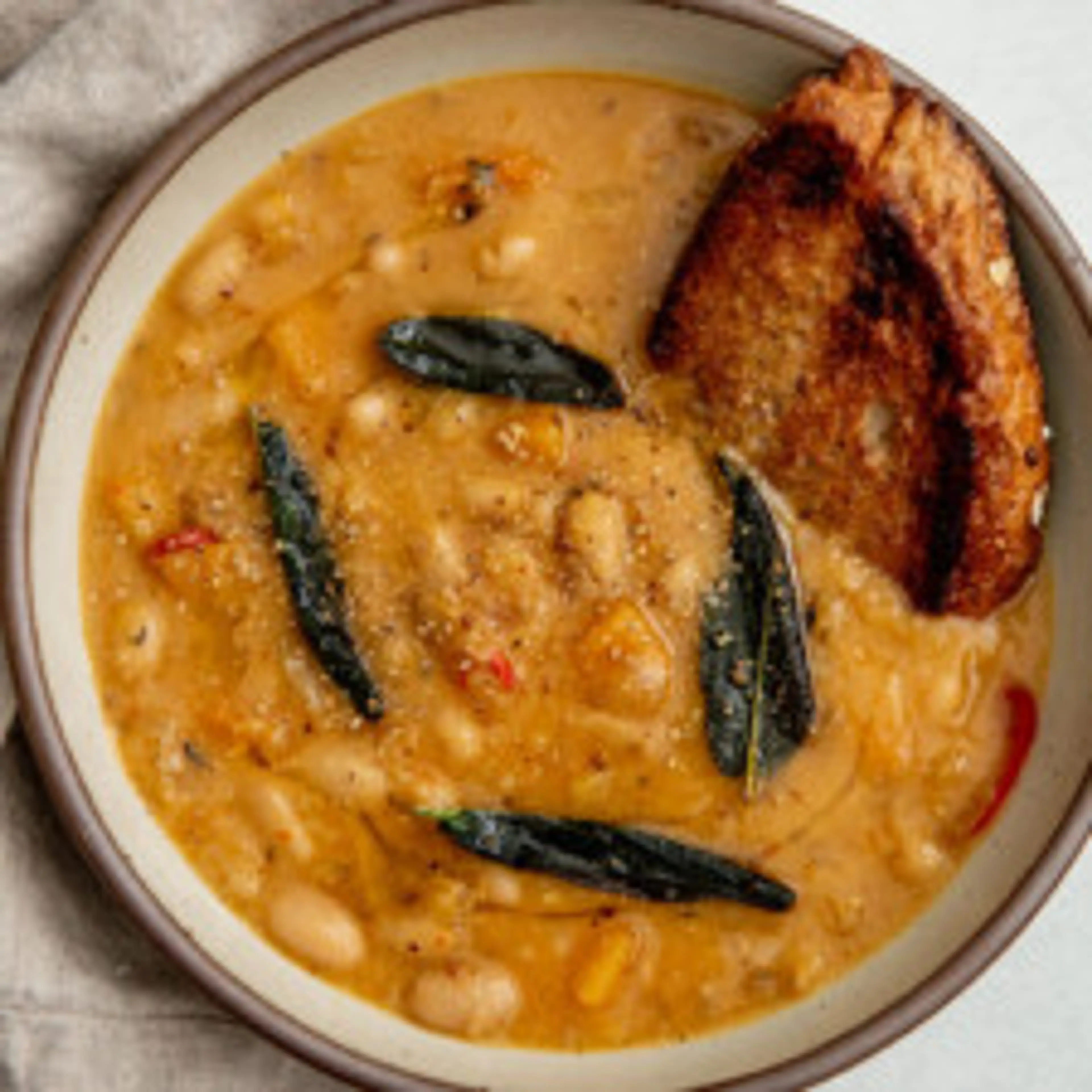 Butternut Squash White Bean Soup with Crispy Sage