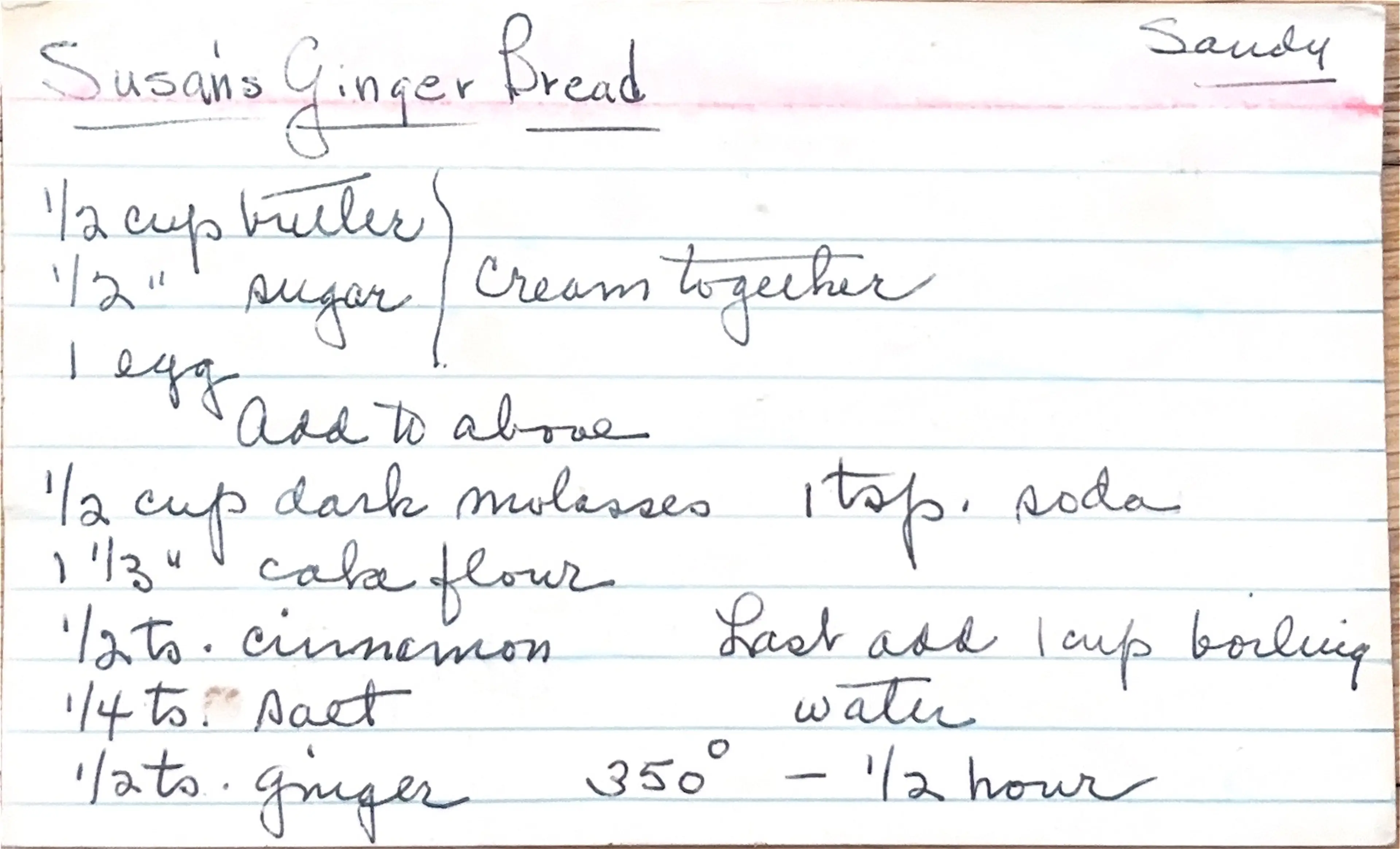 Susan’s Ginger Bread