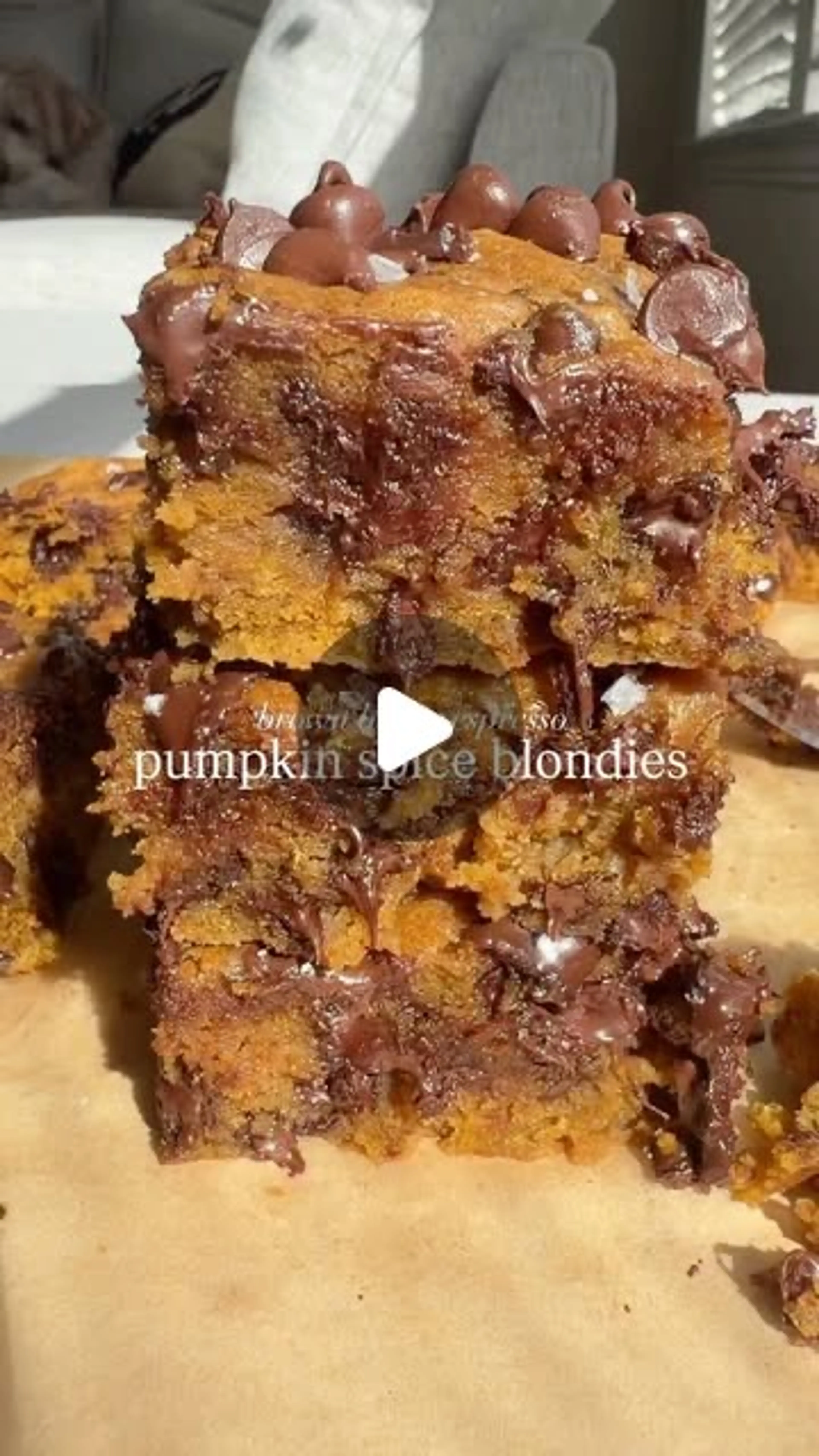 Brown Butter Pumpkin Spice Espresso Chocolate Chunk Blondies