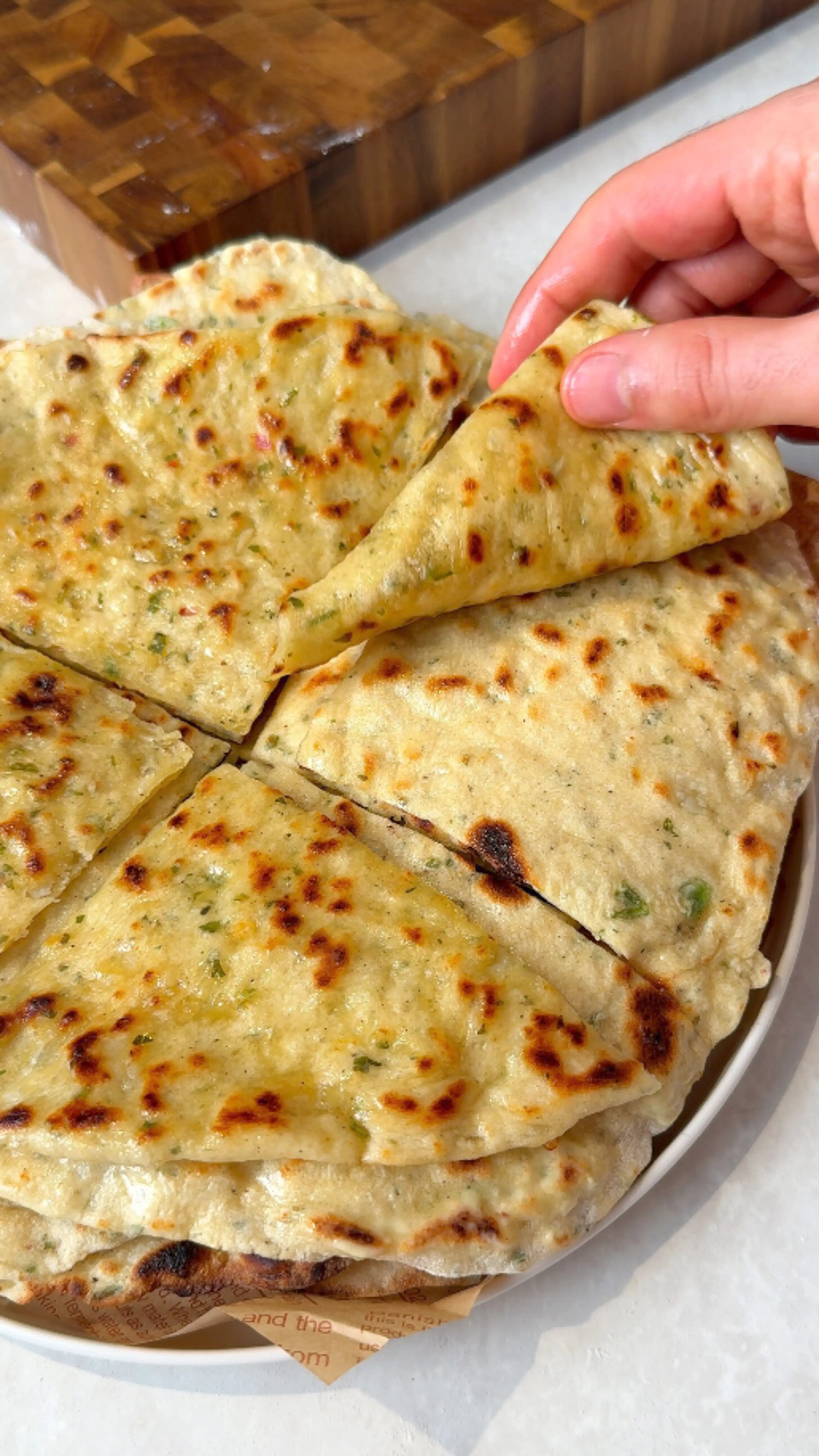 Soft Potato Flatbread with Fresh Herbs and Vegan Cheese