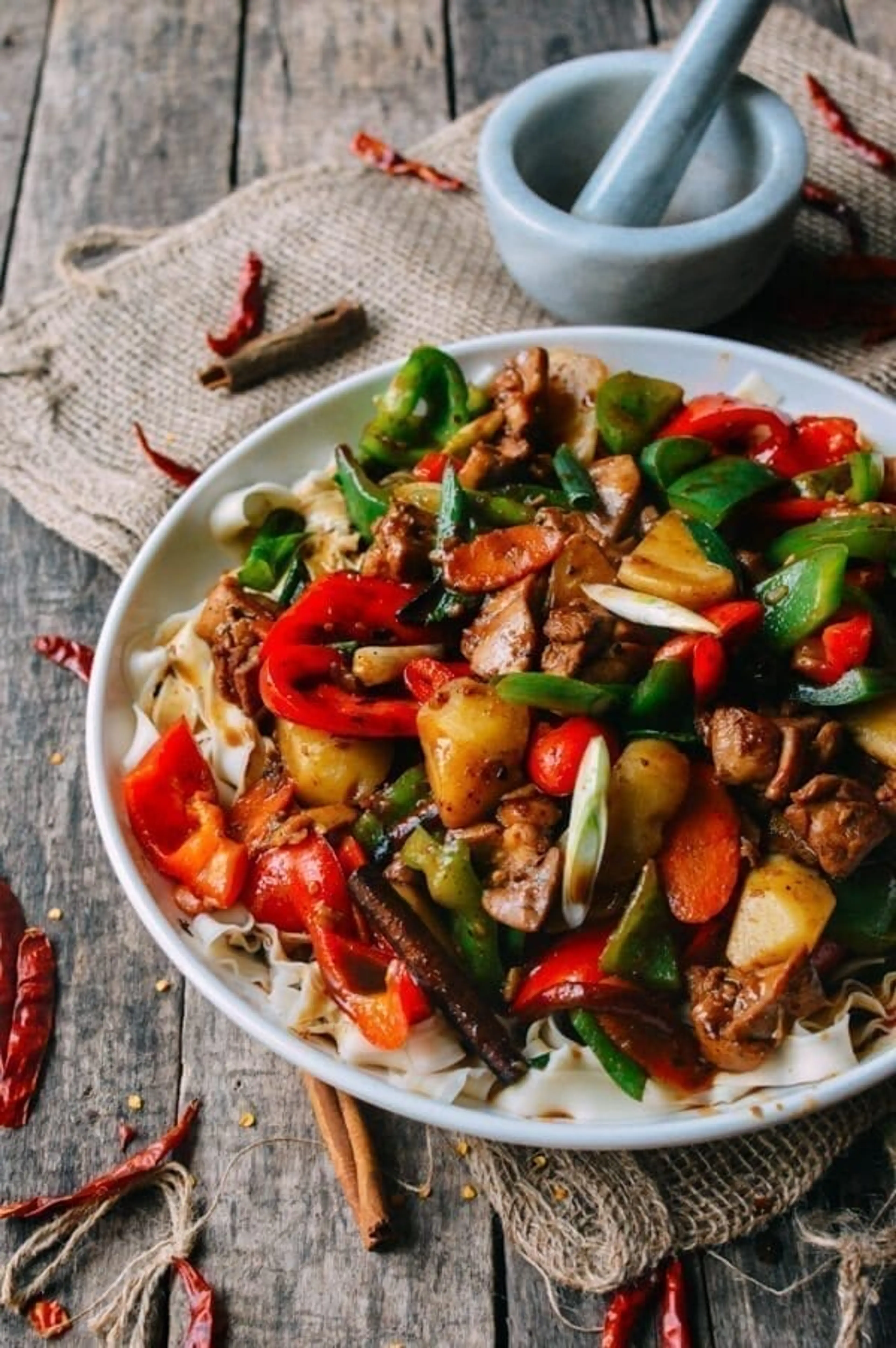 Big Plate Chicken (Chinese Da Pan Ji) with Noodles