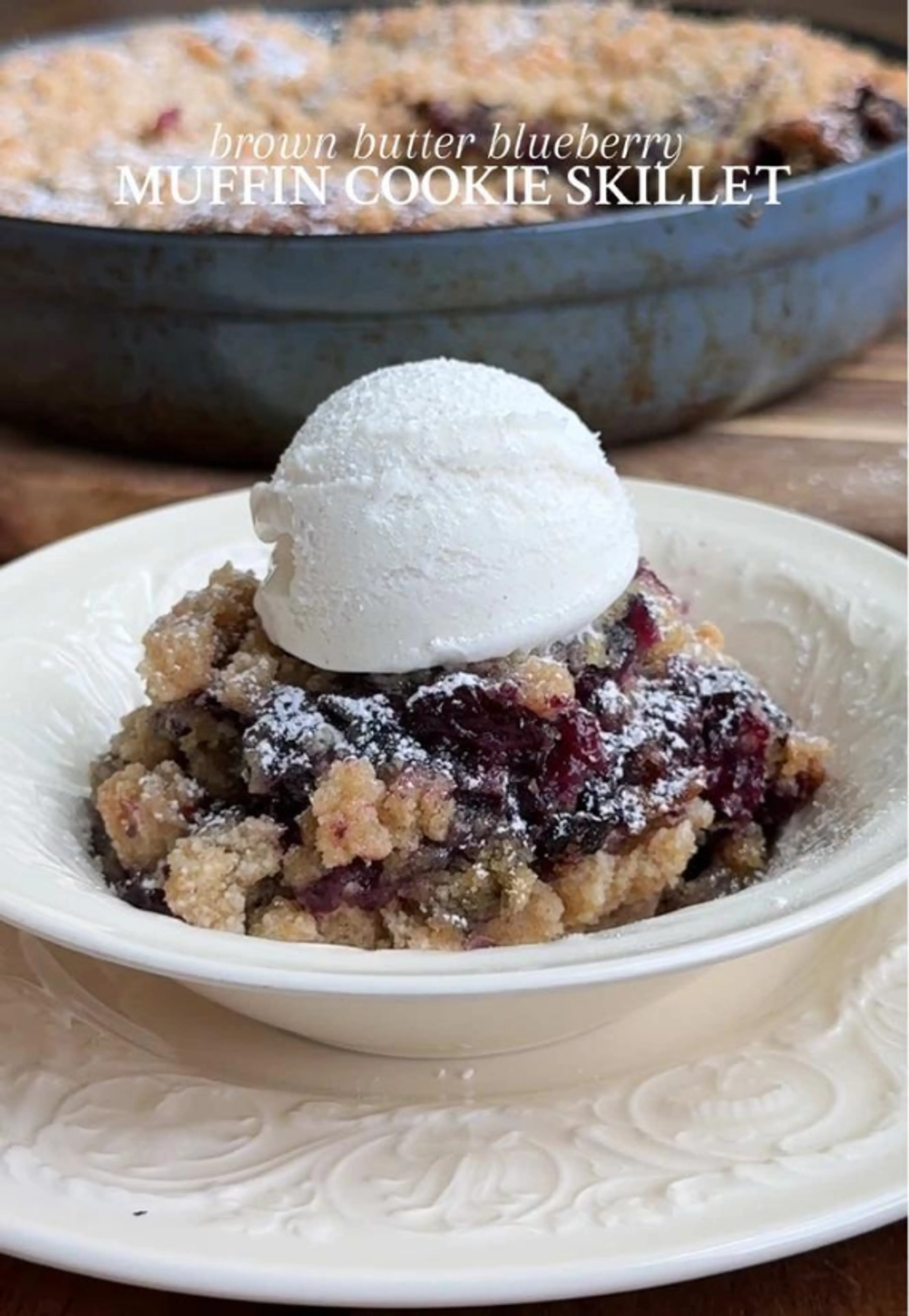 Brown Butter Blueberry Muffin Cookie Skillet