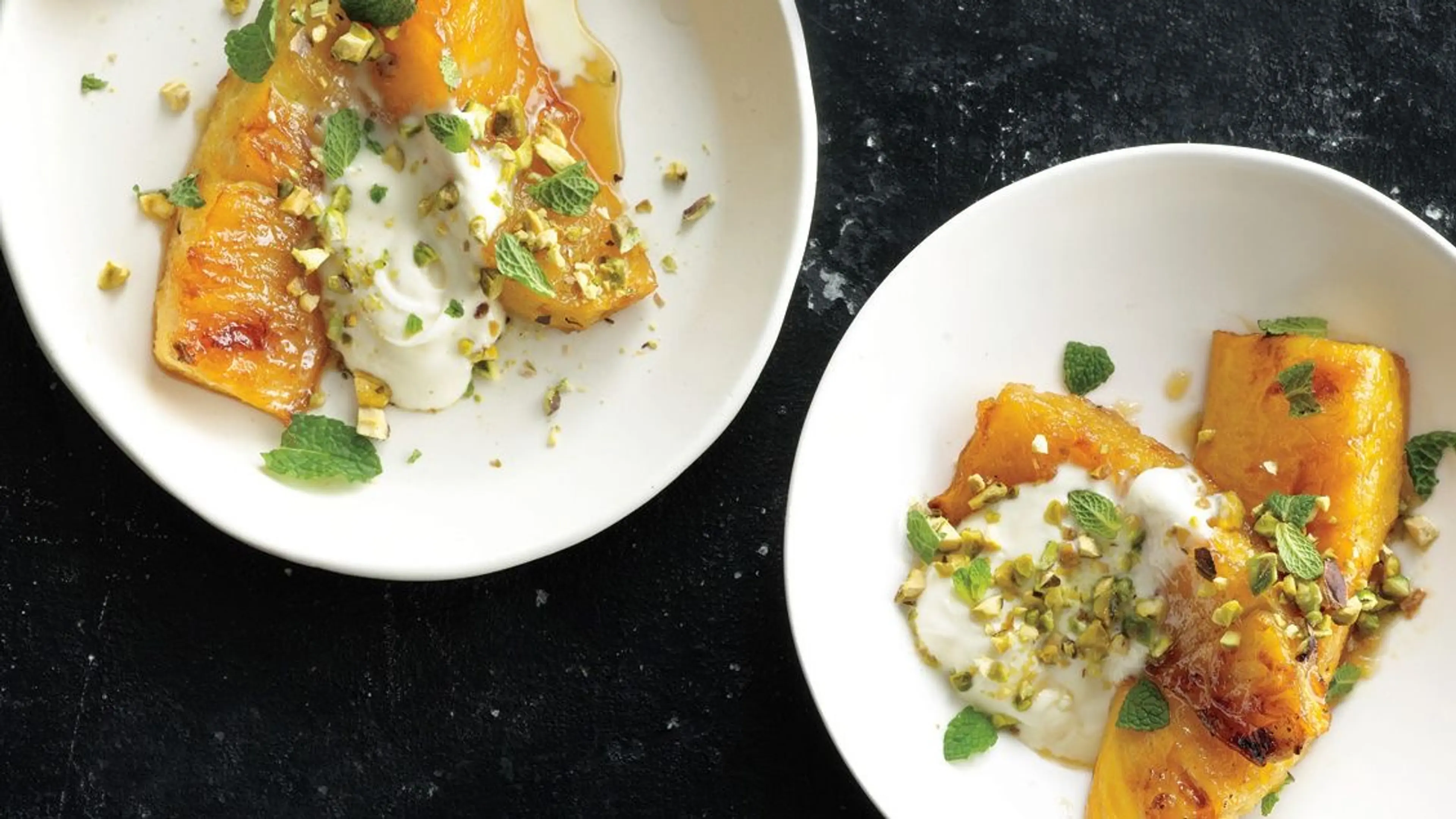 Roasted Pineapple with Honey and Pistachios