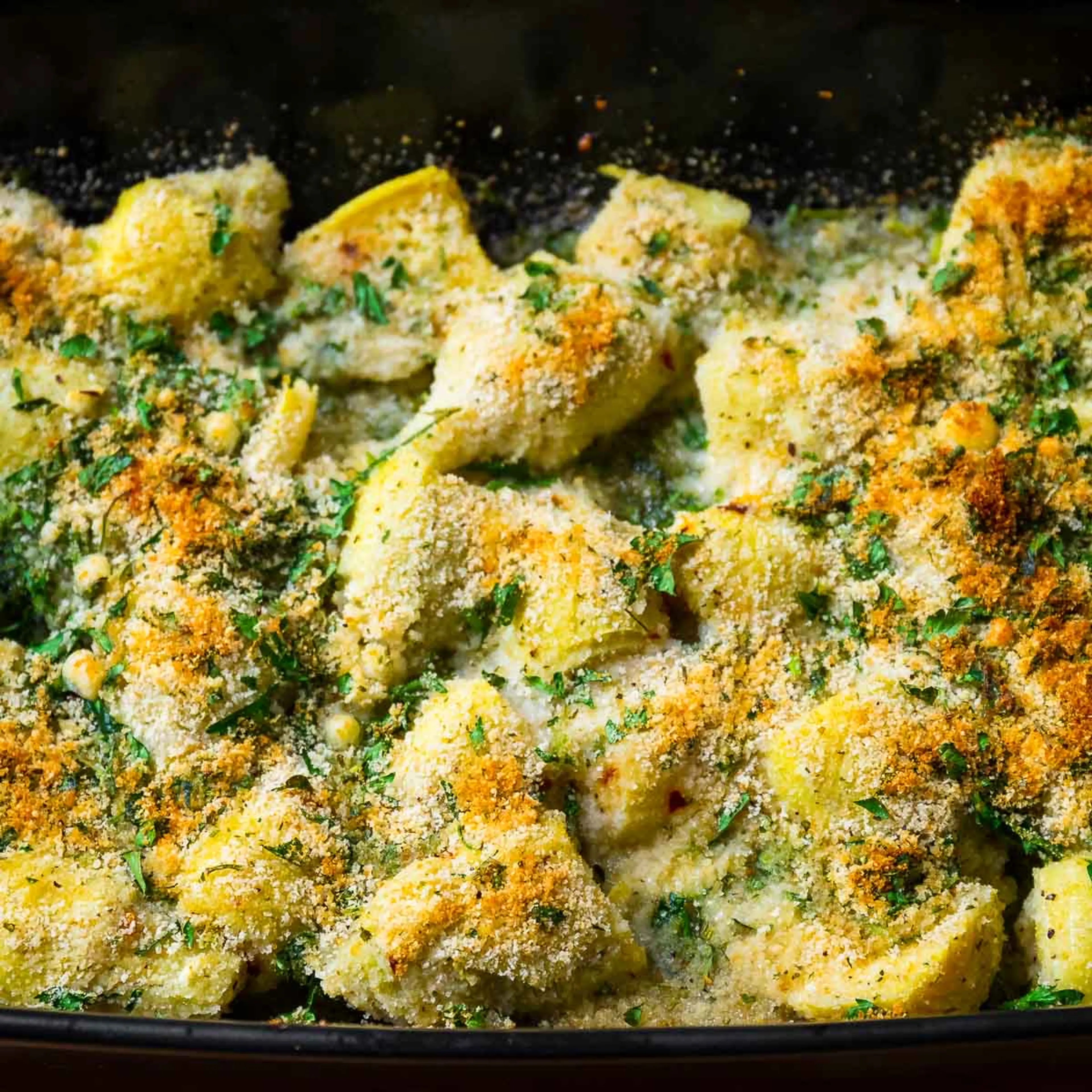 Baked Artichoke Hearts with Seasoned Breadcrumbs