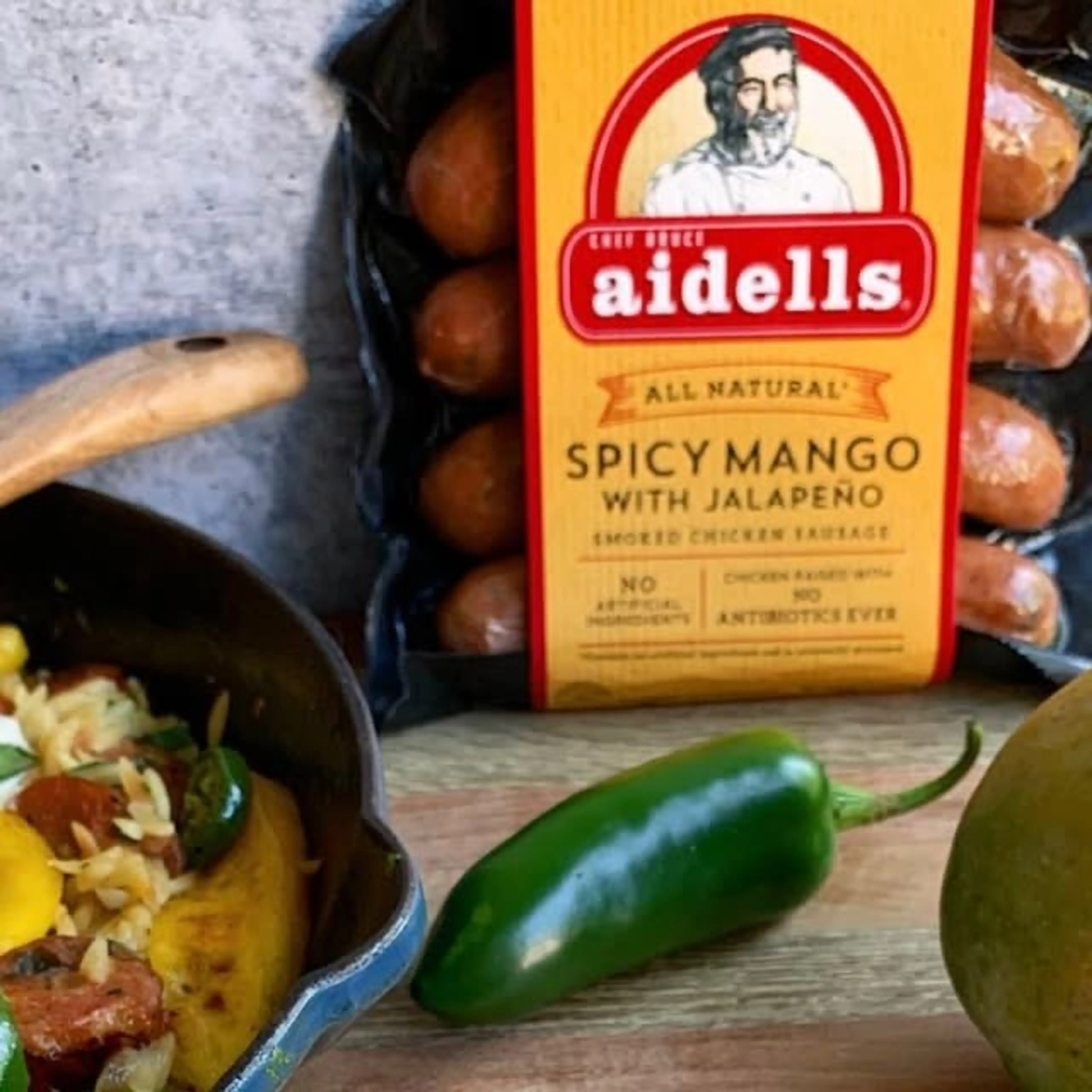 Mango Jalapeño Chicken Sausage and Orzo Skillet