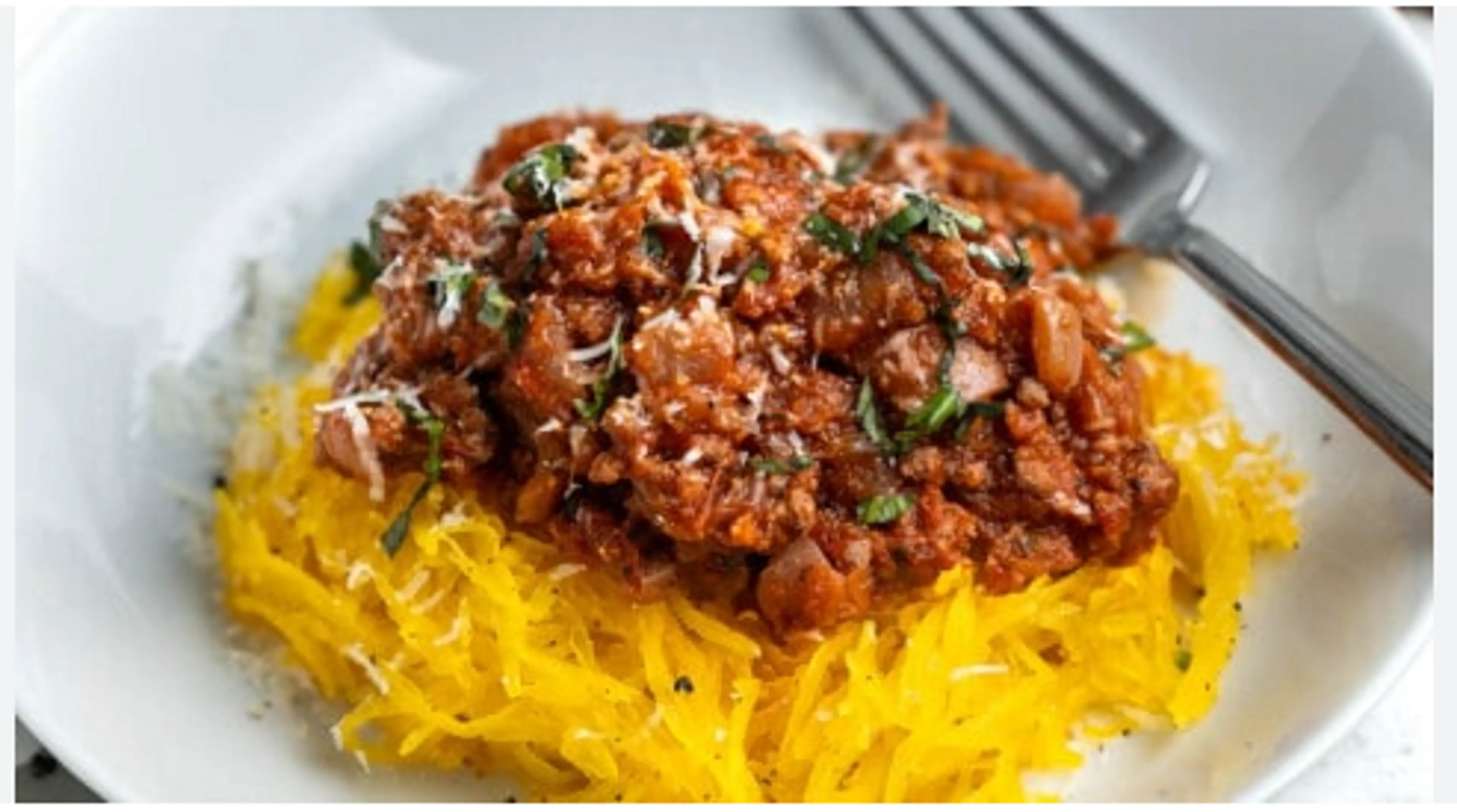 Beef Bolognese over Roasted Spaghetti Squash with Pecorino