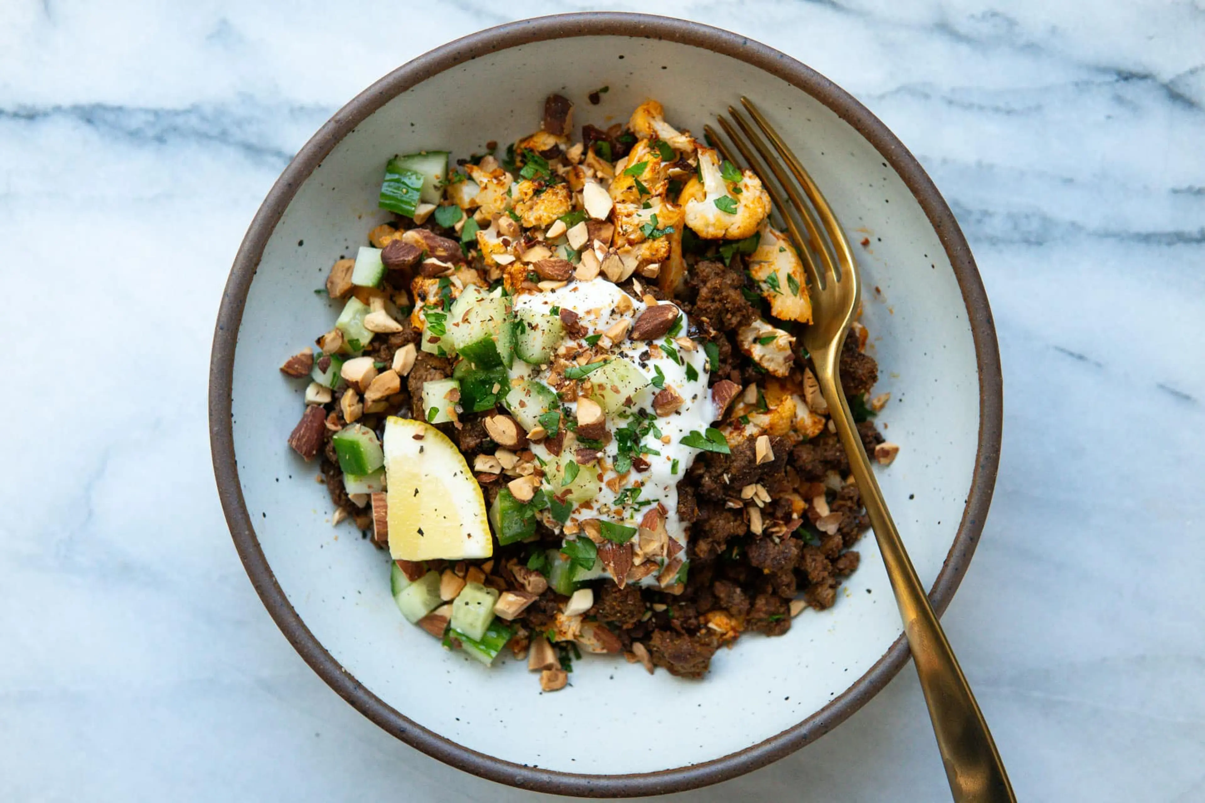 Moroccan Spiced Beef and Cauliflower Bowls