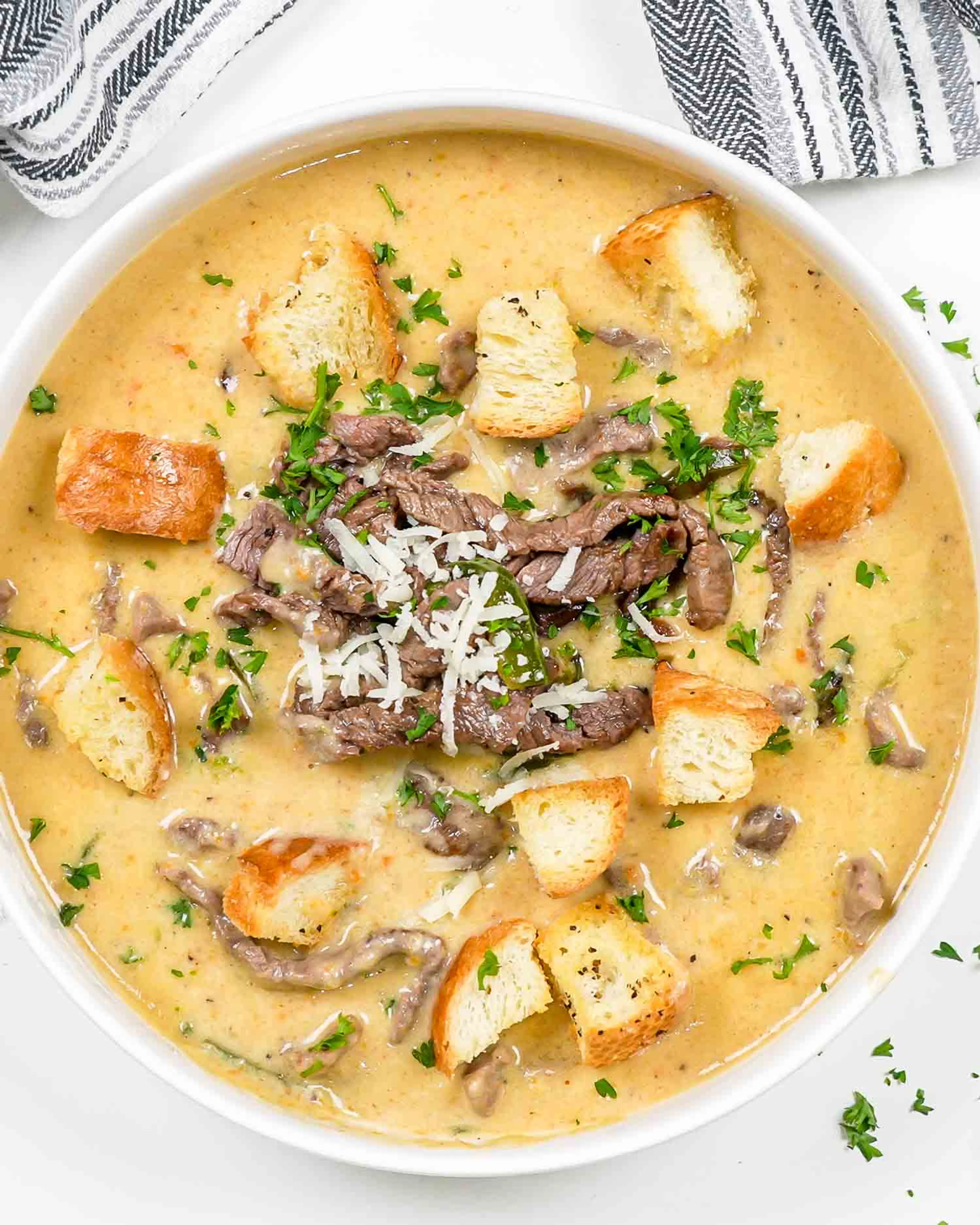 CHEESE & STEAK SOUP