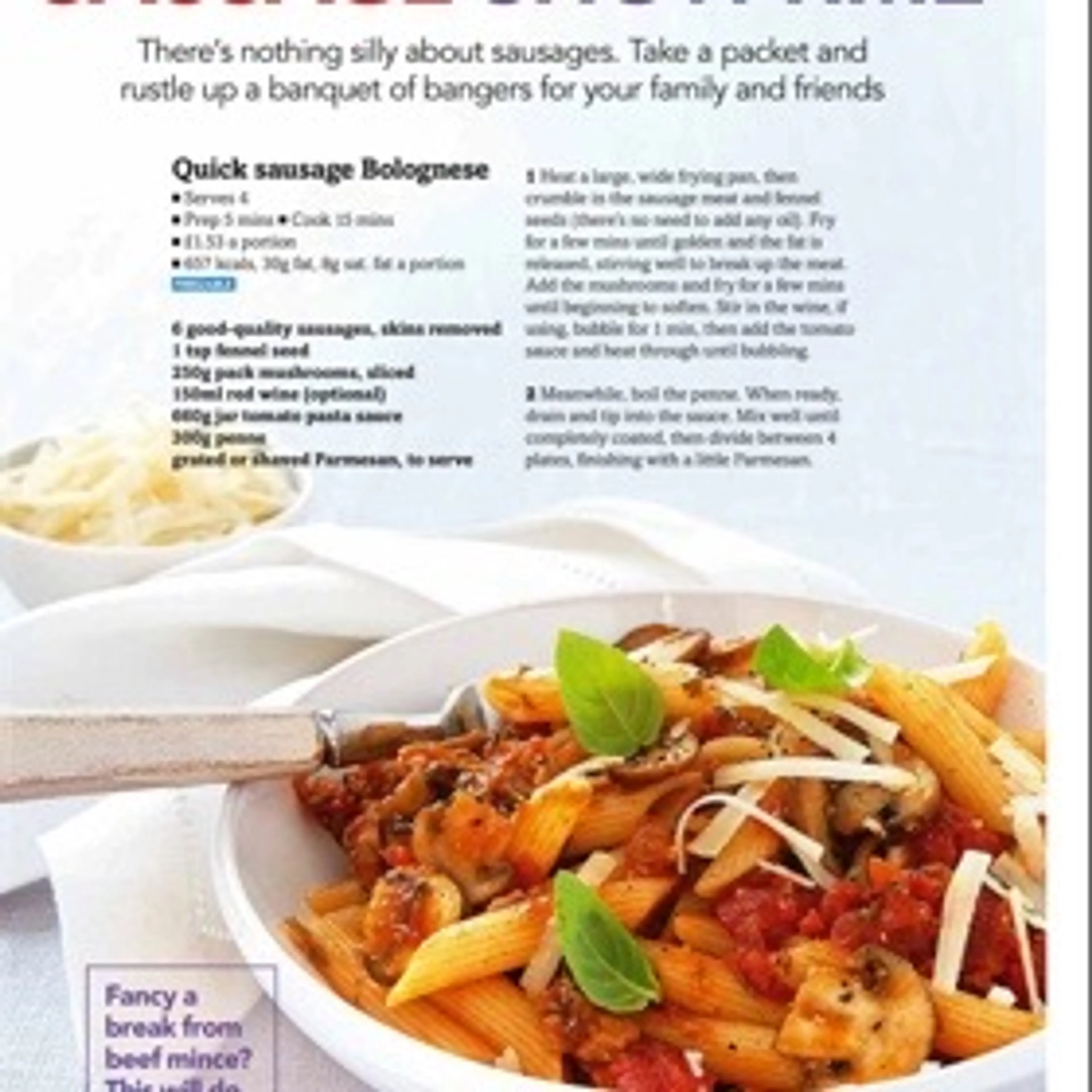 Quick sausage Bolognese