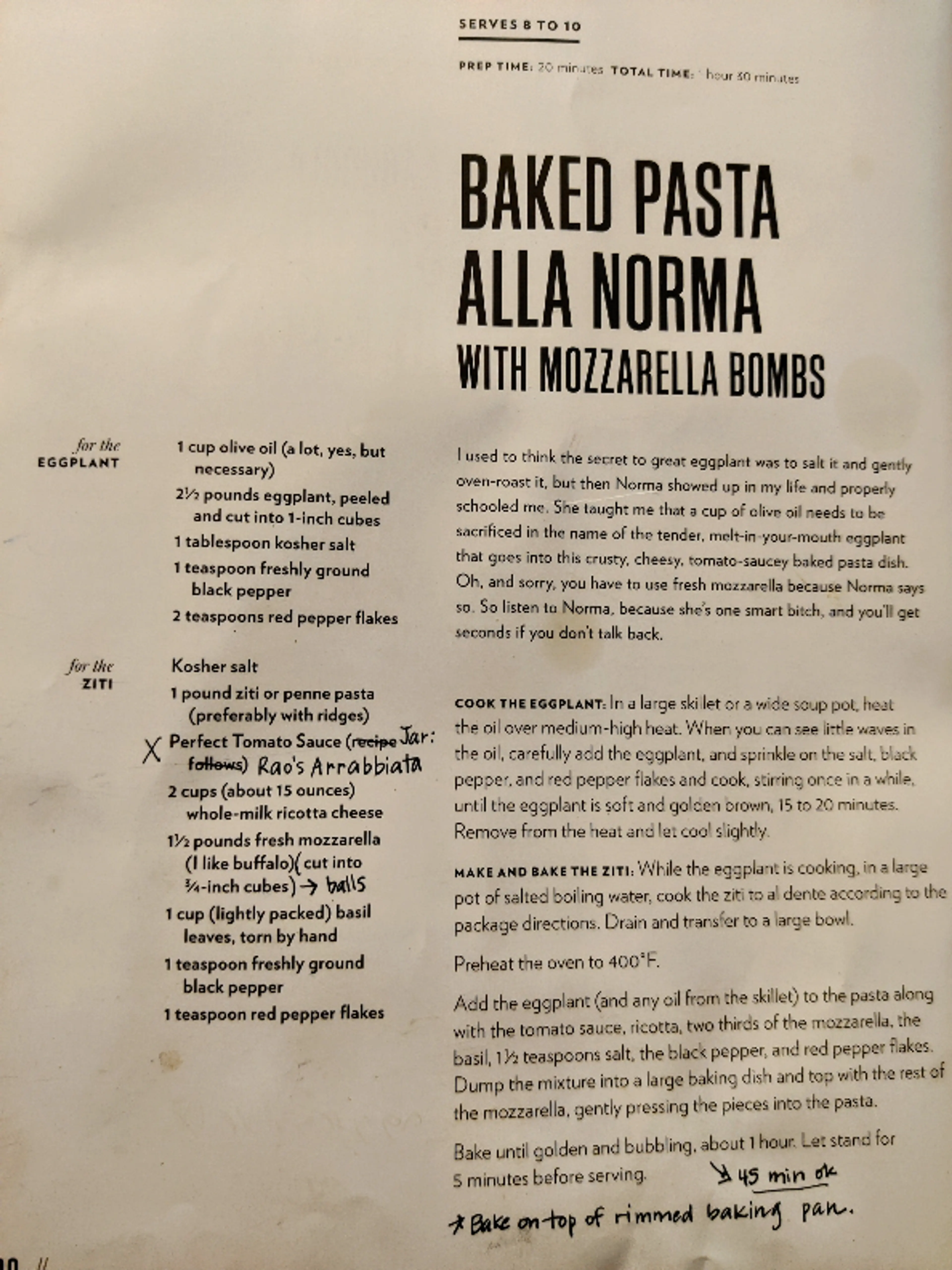 Baked Pasta Norma *Eggplant