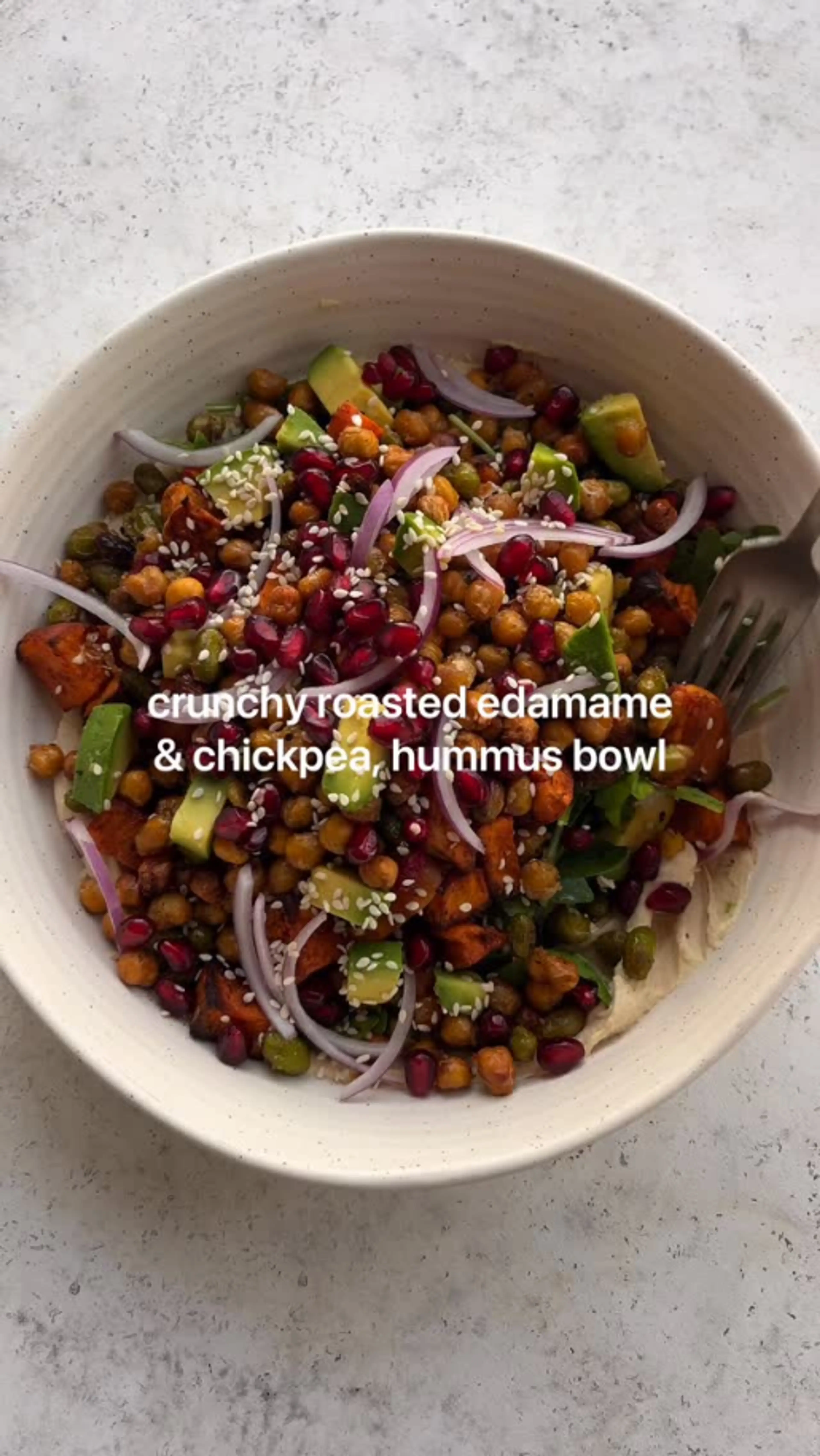 Crunchy Roasted Chickpea And Edamame Hummus Bowl