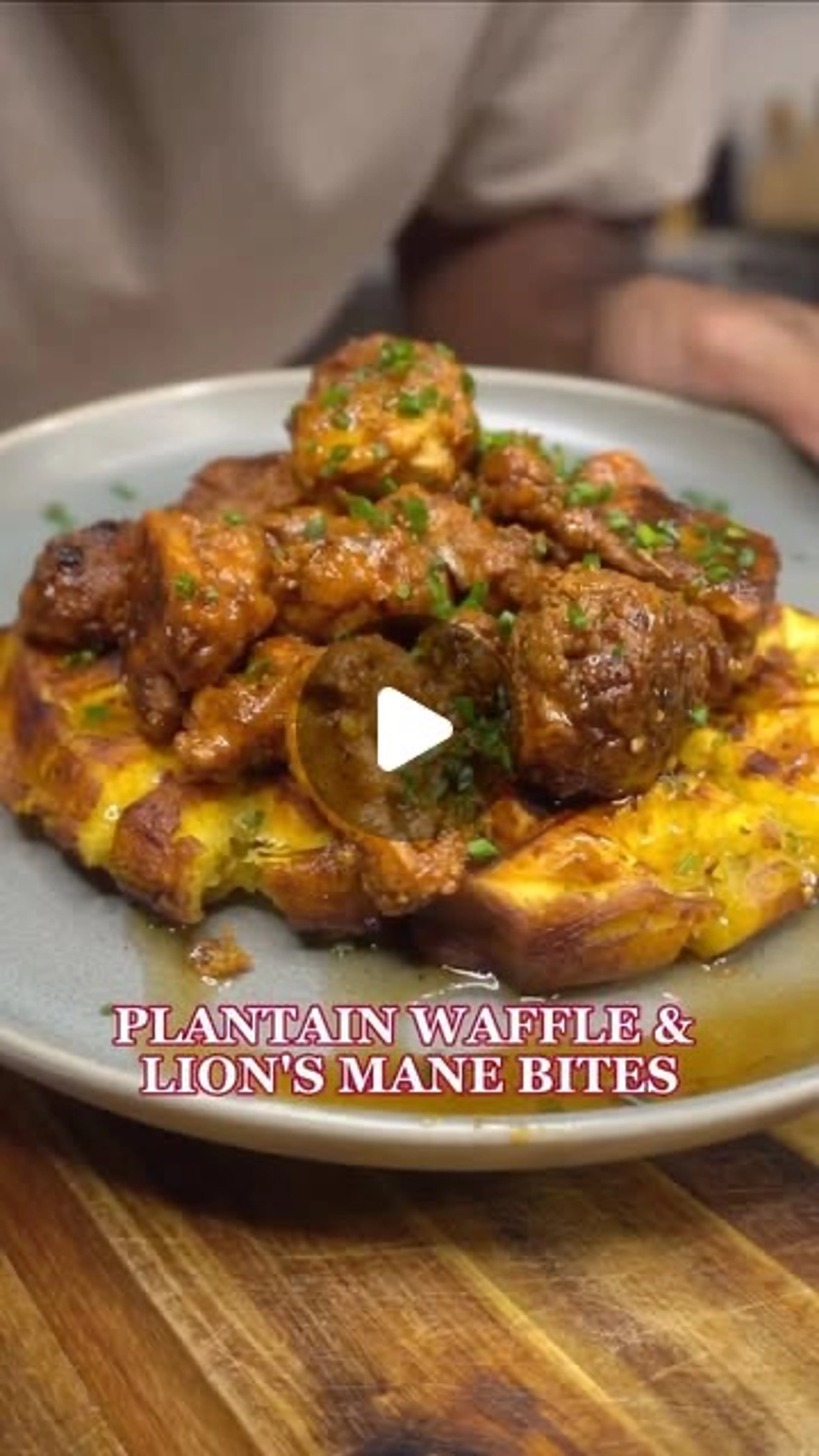 Plantain Waffle & Lion’s Mane Bites