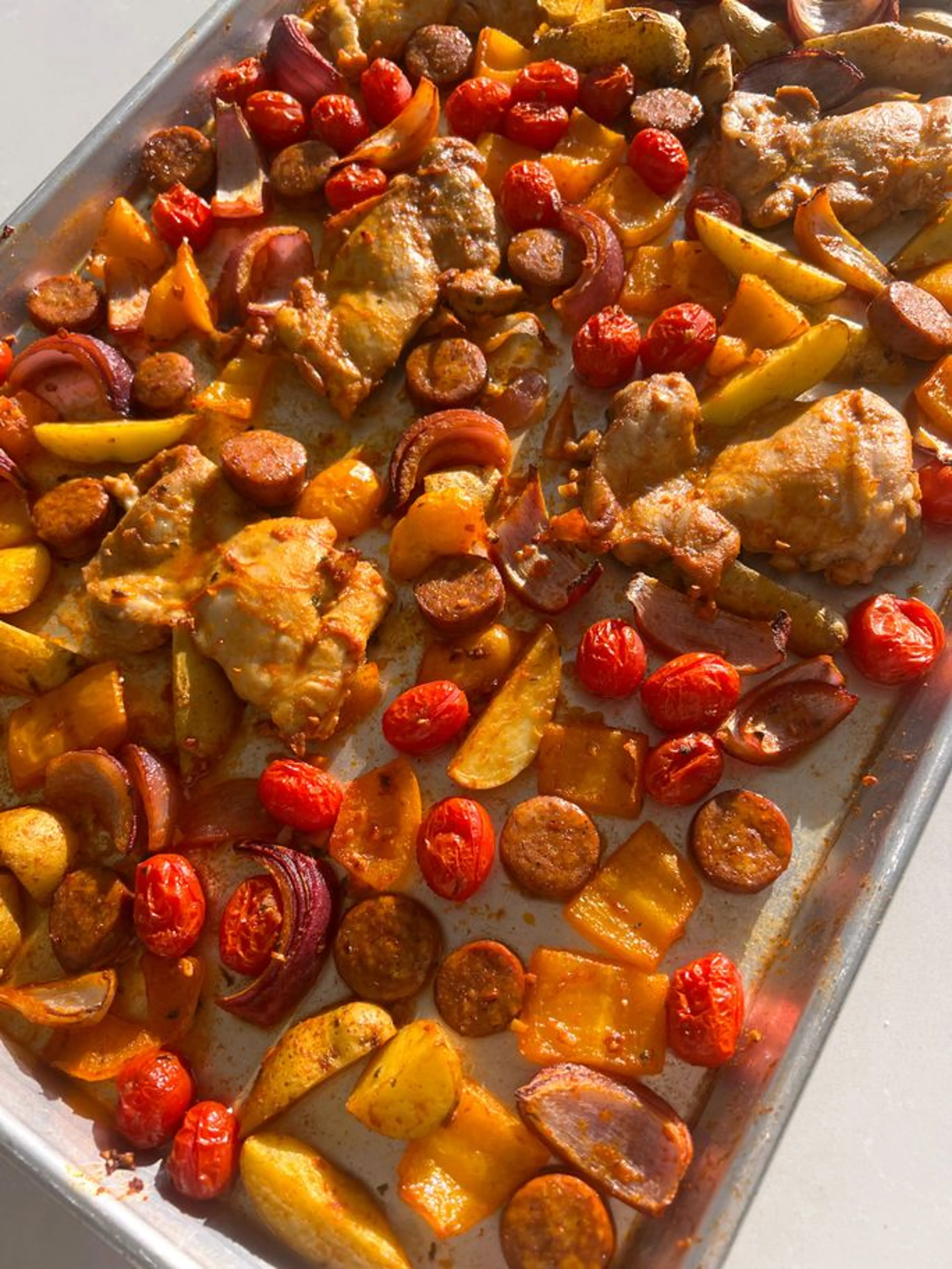 Spanish Chicken and Chorizo Sheet Pan Dinner