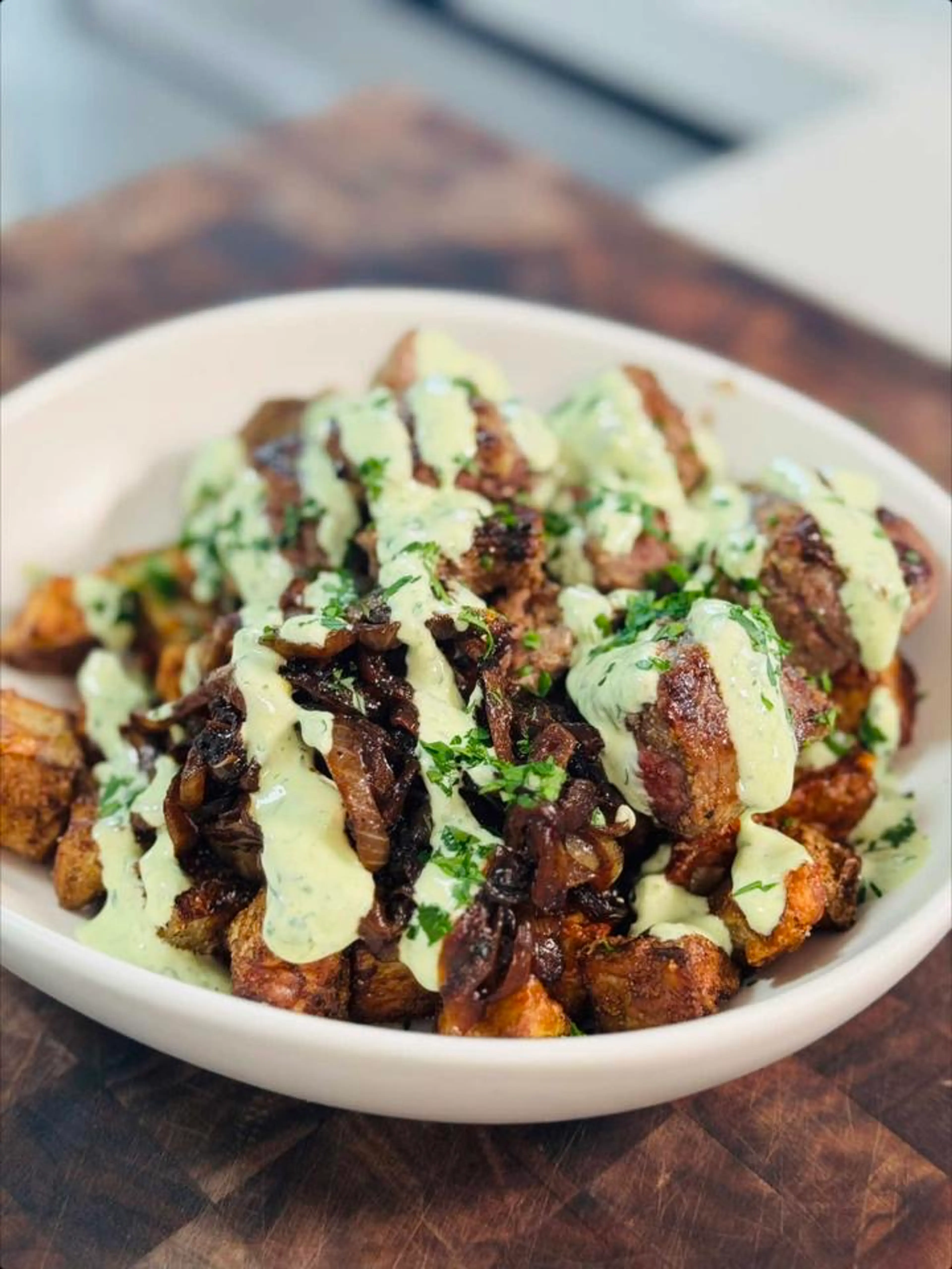 Garlic Herb Steak & Parmesan Potato Bowls
