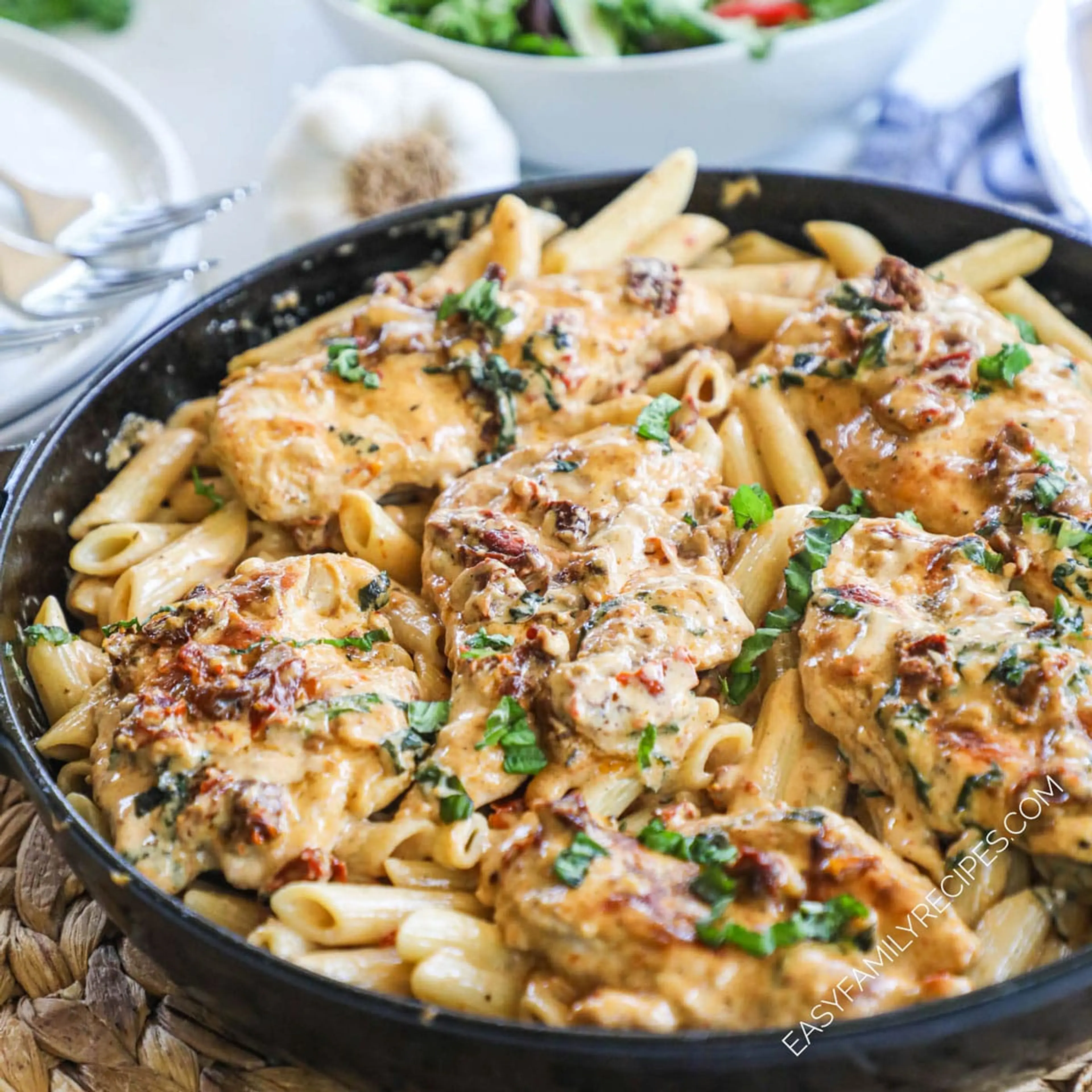 Chicken Pasta with Sun Dried Tomato Cream Sauce