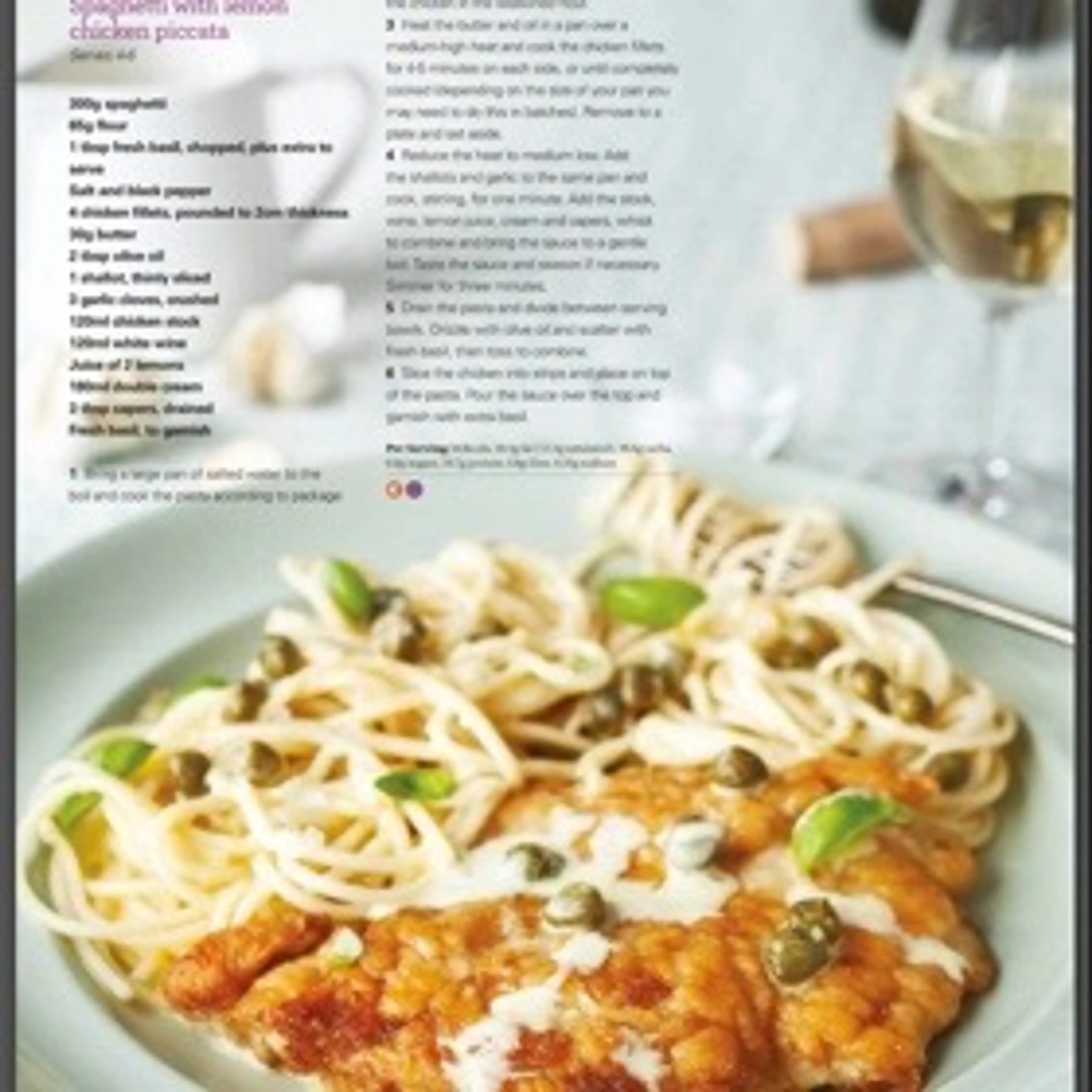 Spaghetti with lemon chicken piccata