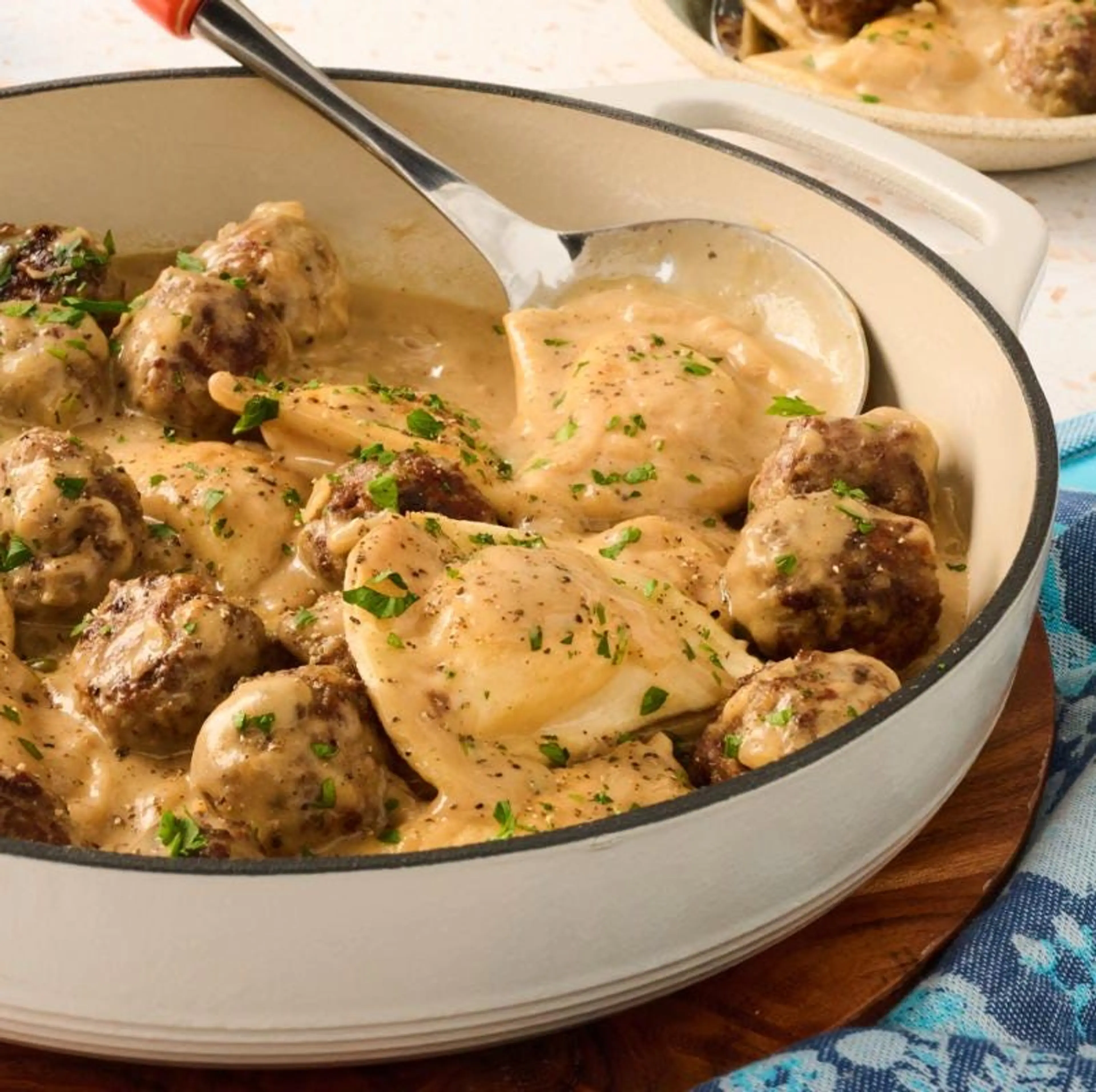 Pierogi and Meatball Skillet
