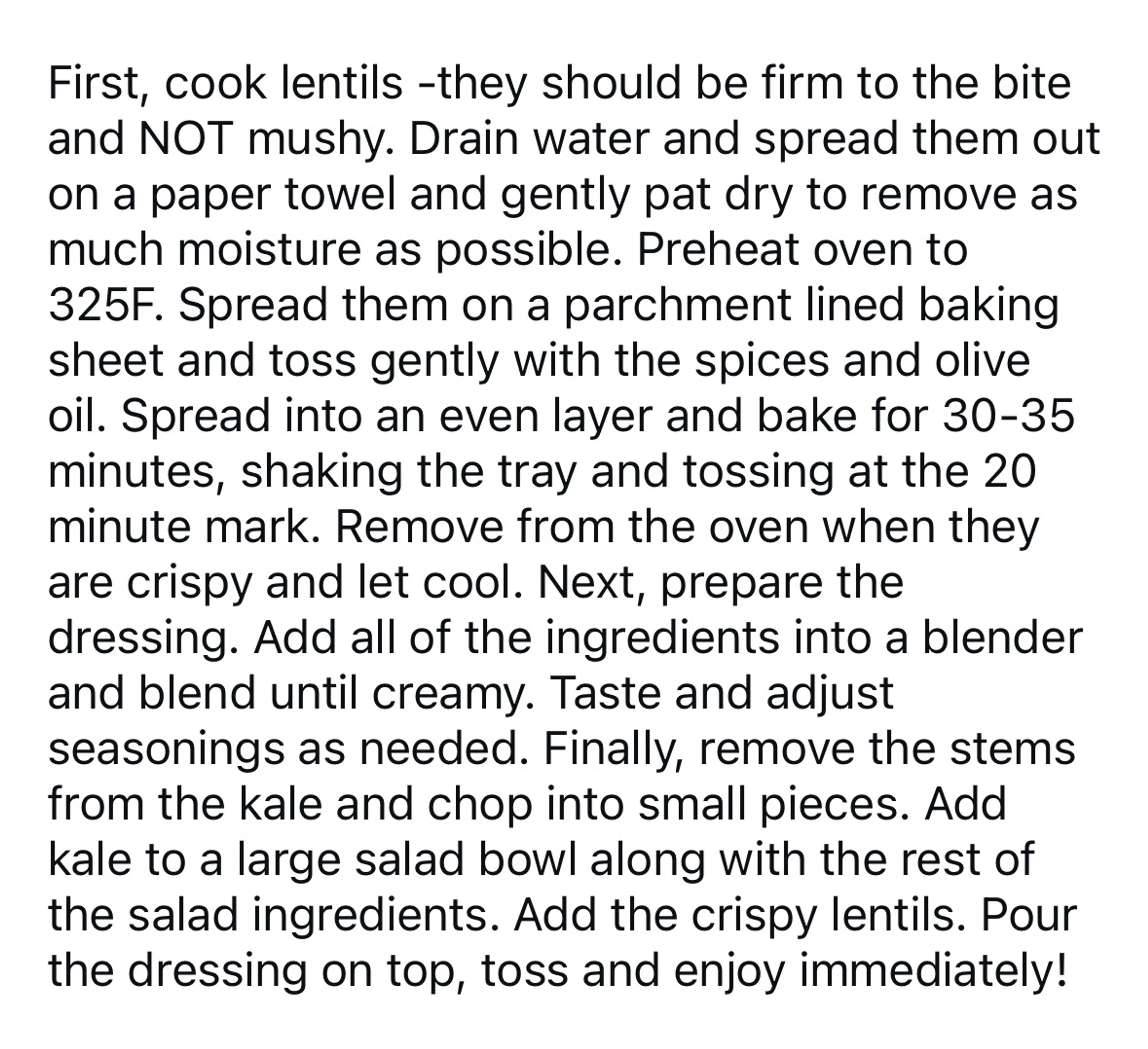 Crispy Lentil Salad