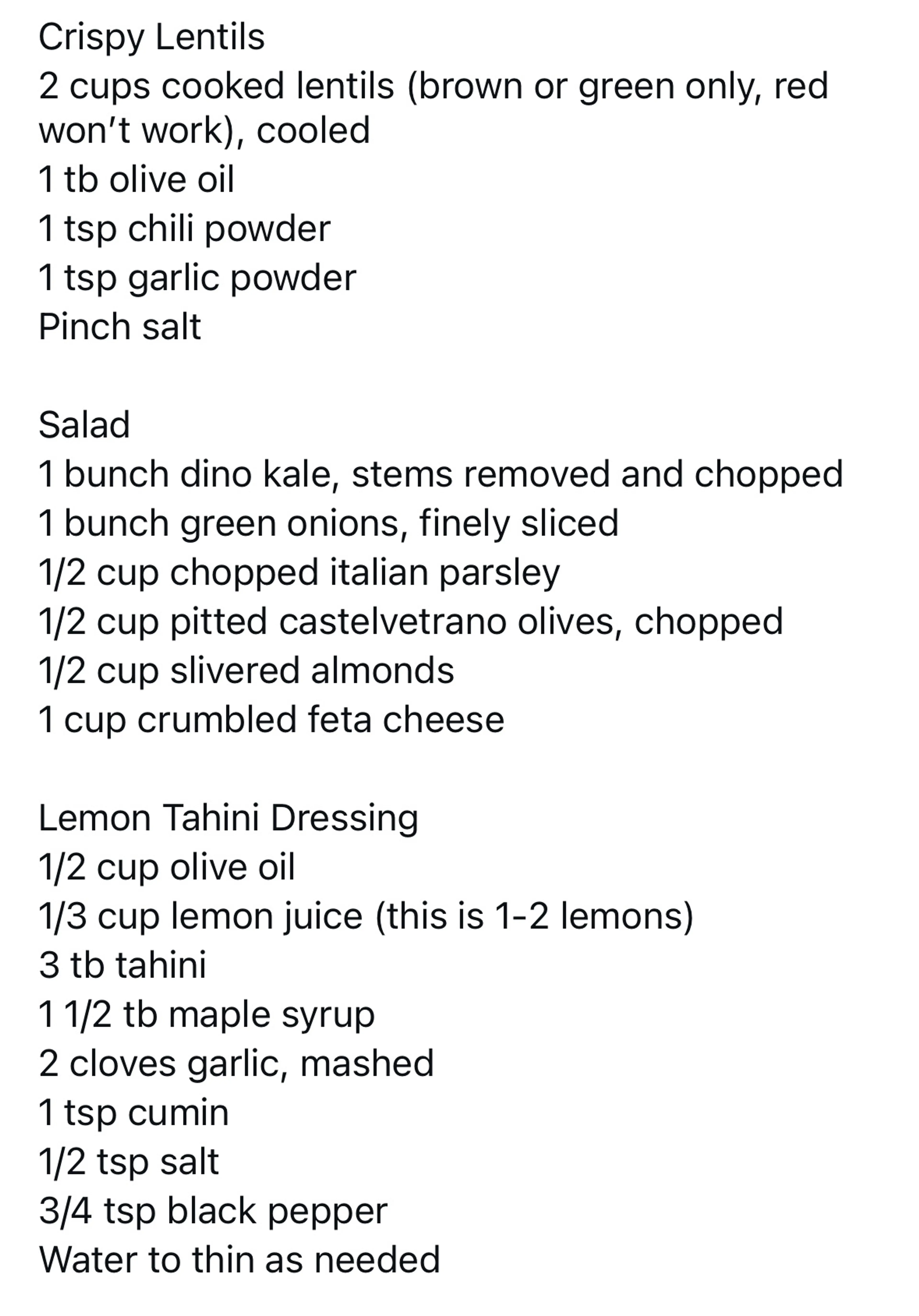 Crispy Lentil Salad