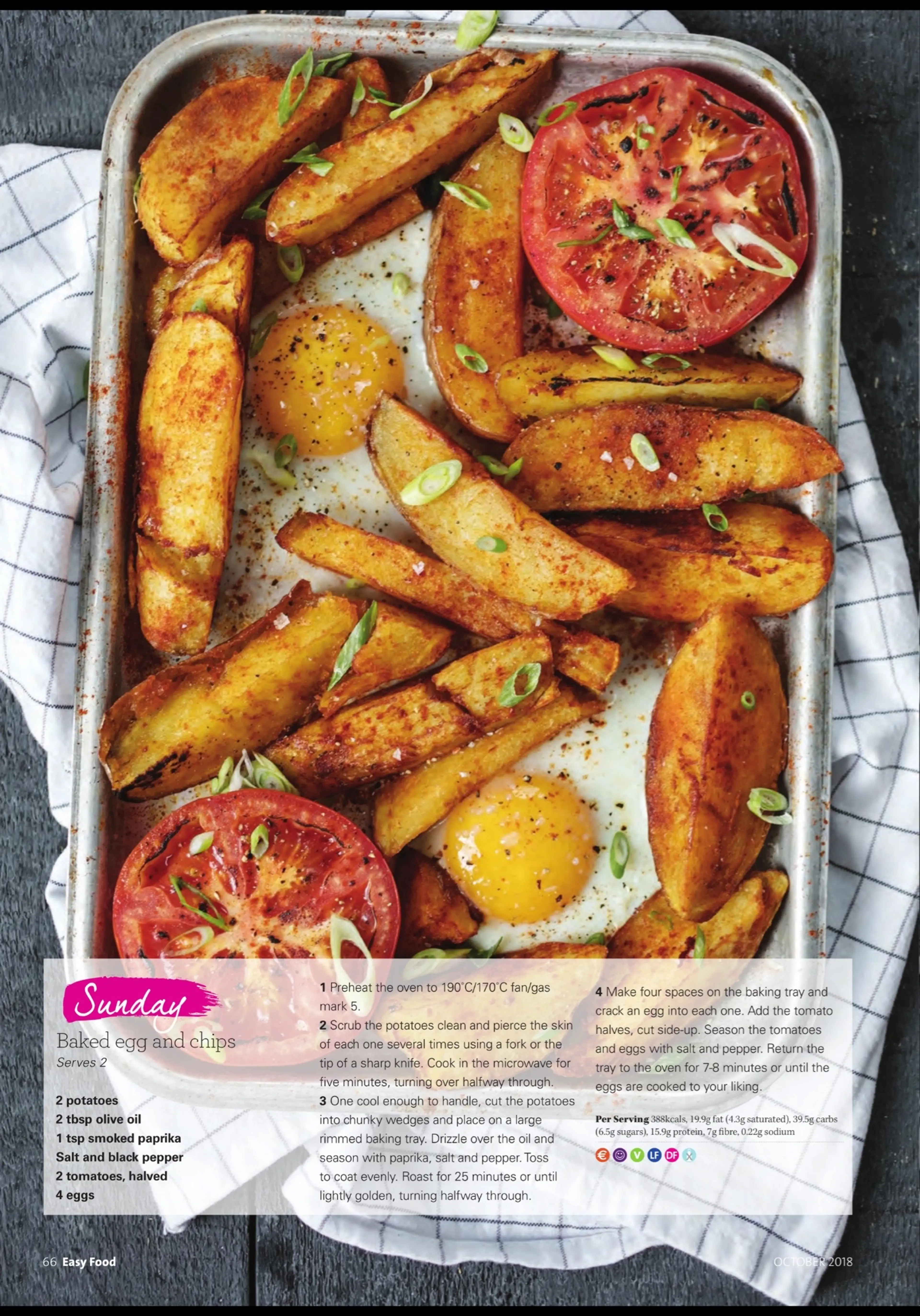 Baked egg and chips
