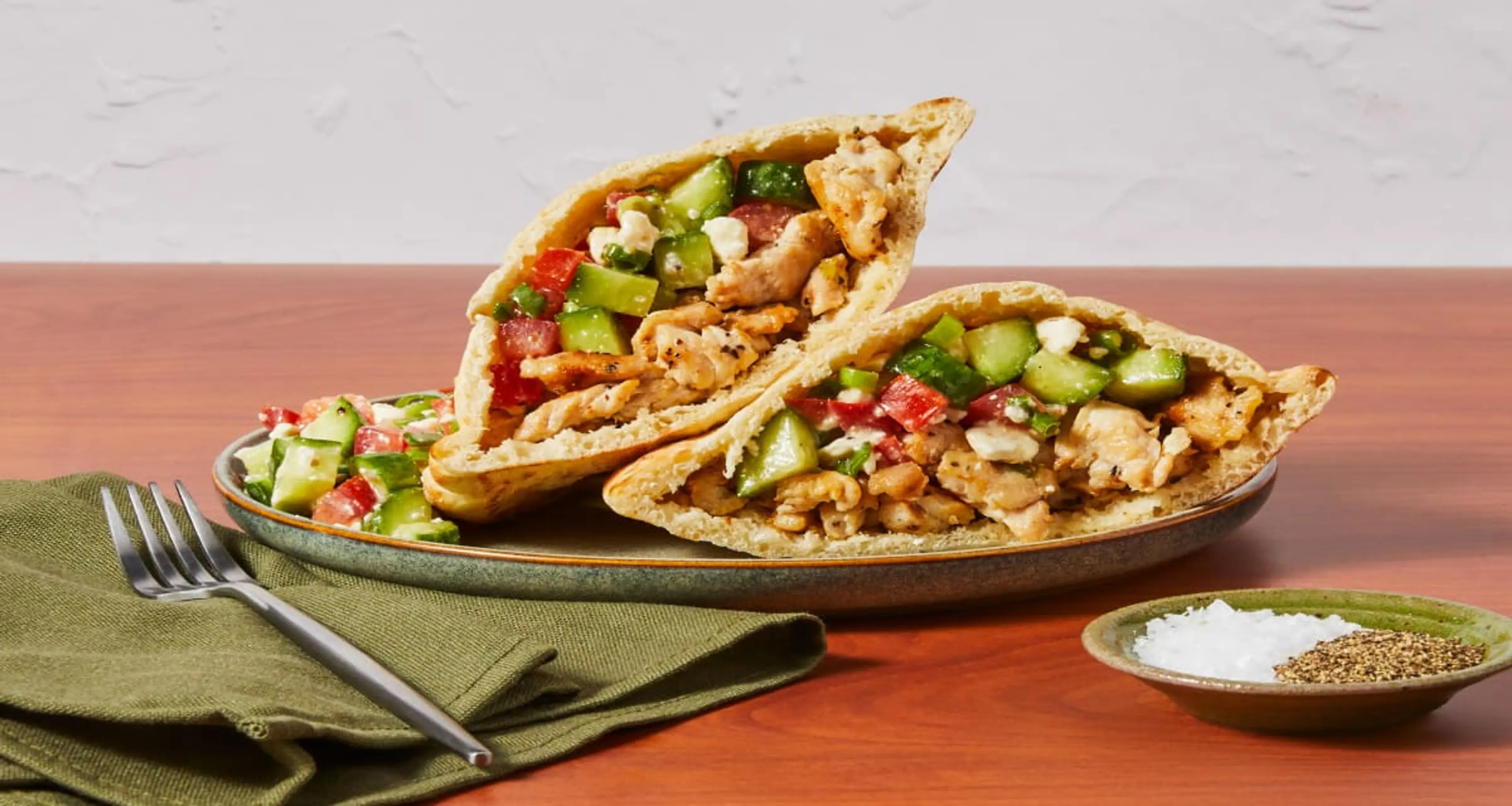 Chicken & Greek Salad Pita Pockets with Feta