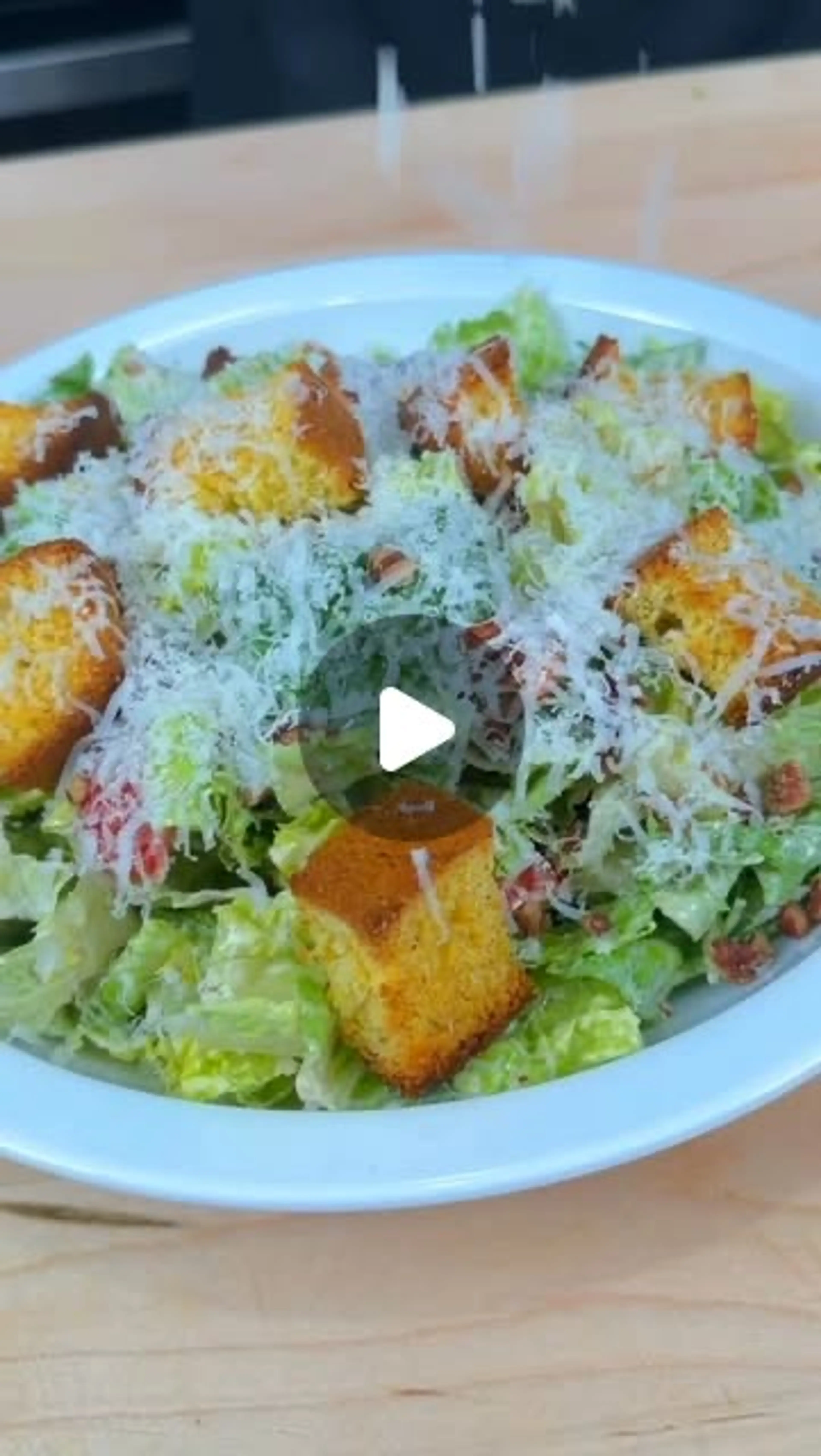 Wasabi Caesar Salad with Cornbread Croutons