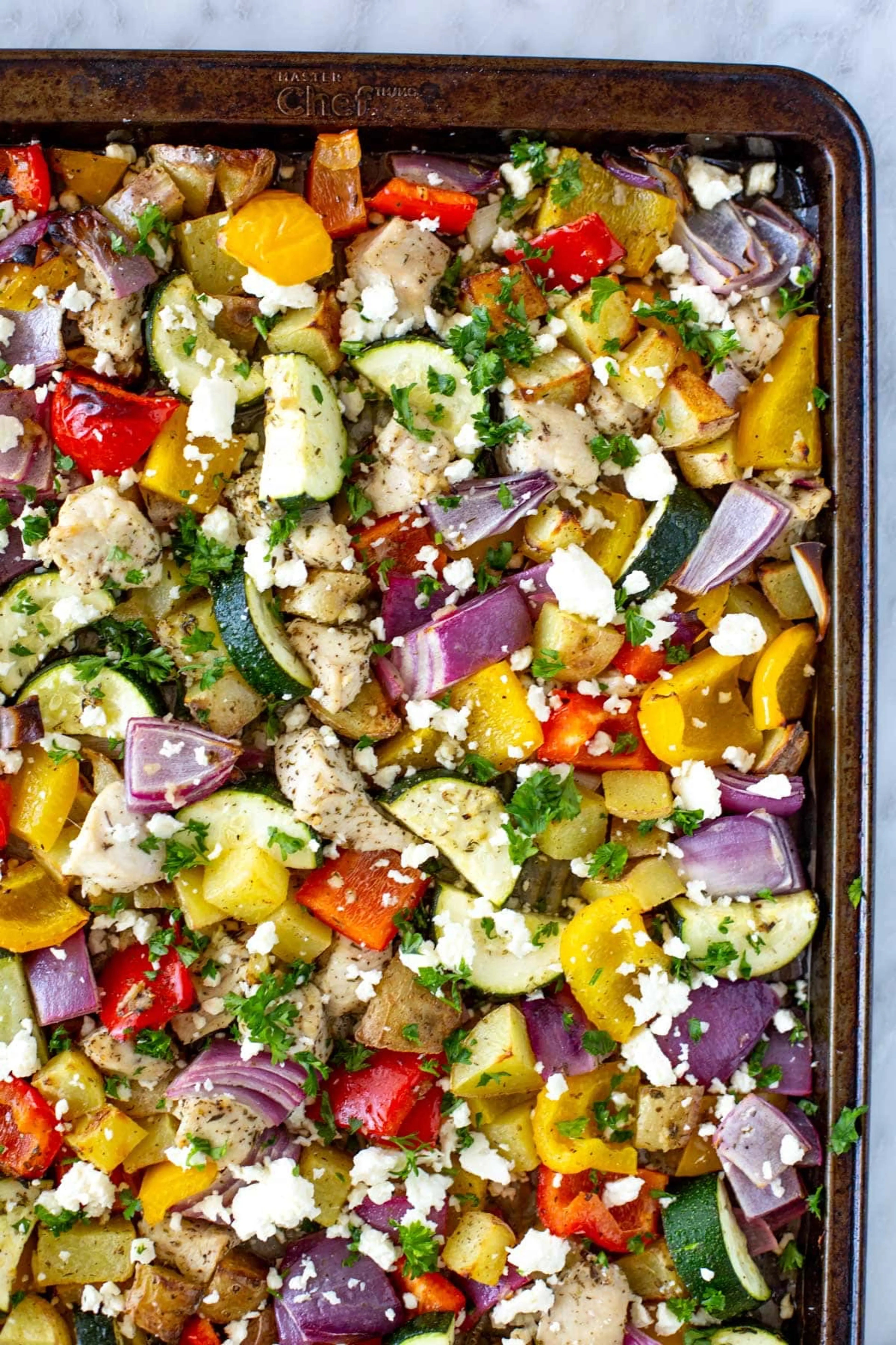 Sheet Pan Greek Chicken {Meal Prep}