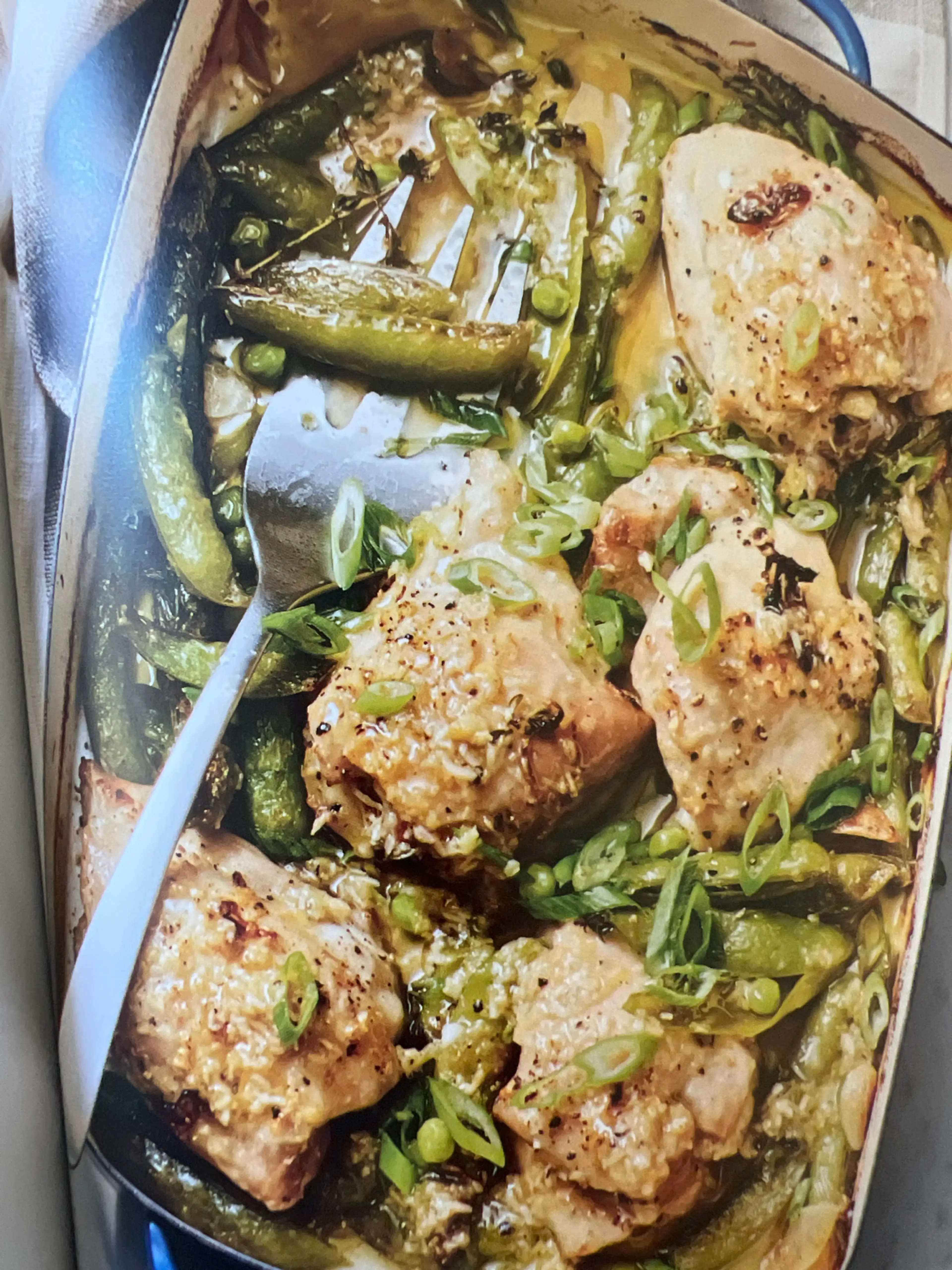 Garlicky Chicken with Sugar Snap Peas, Pecorino, and Lemon