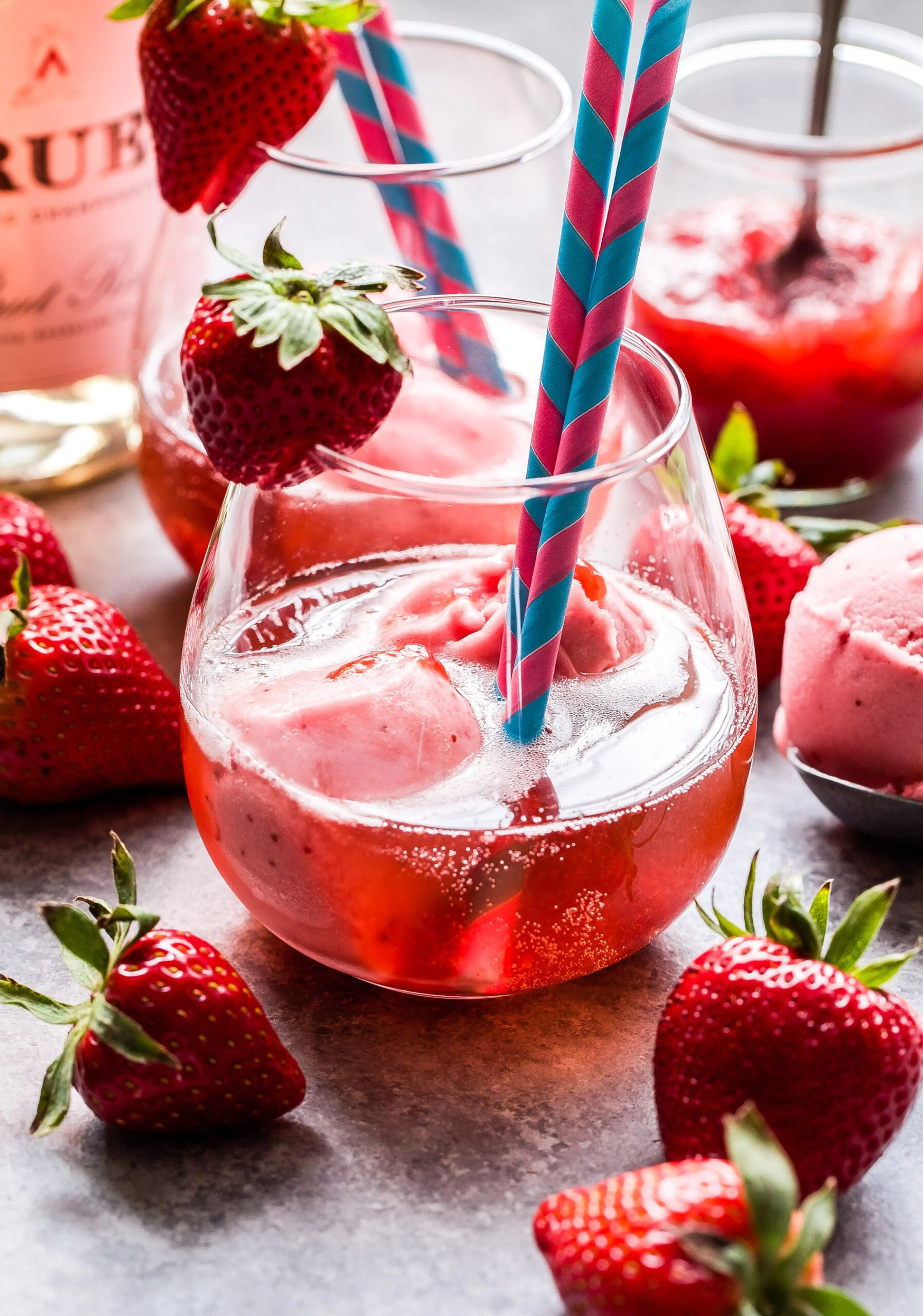 Strawberry Sorbet Rosé Floats