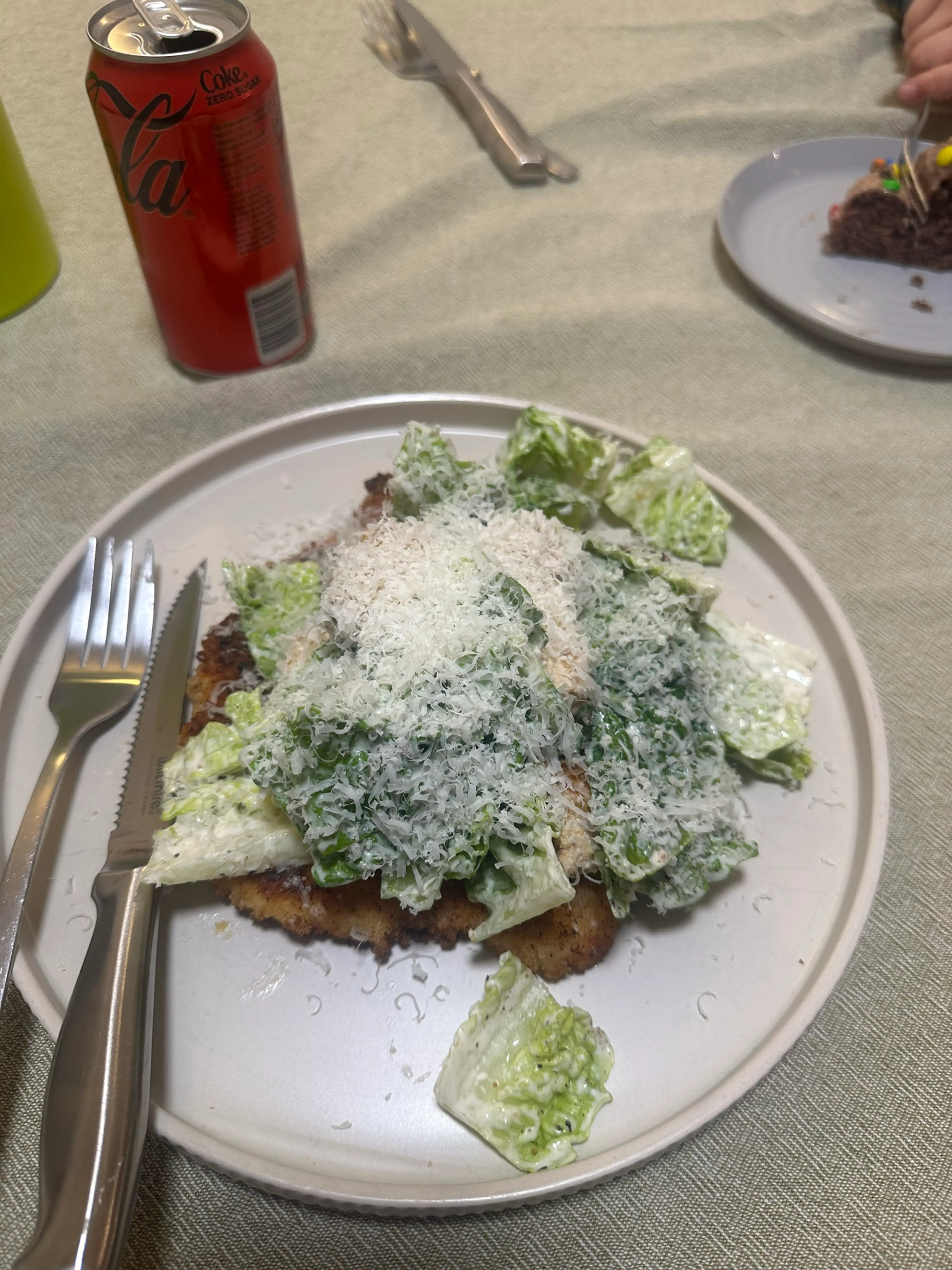 Chicken schnitzel caesar