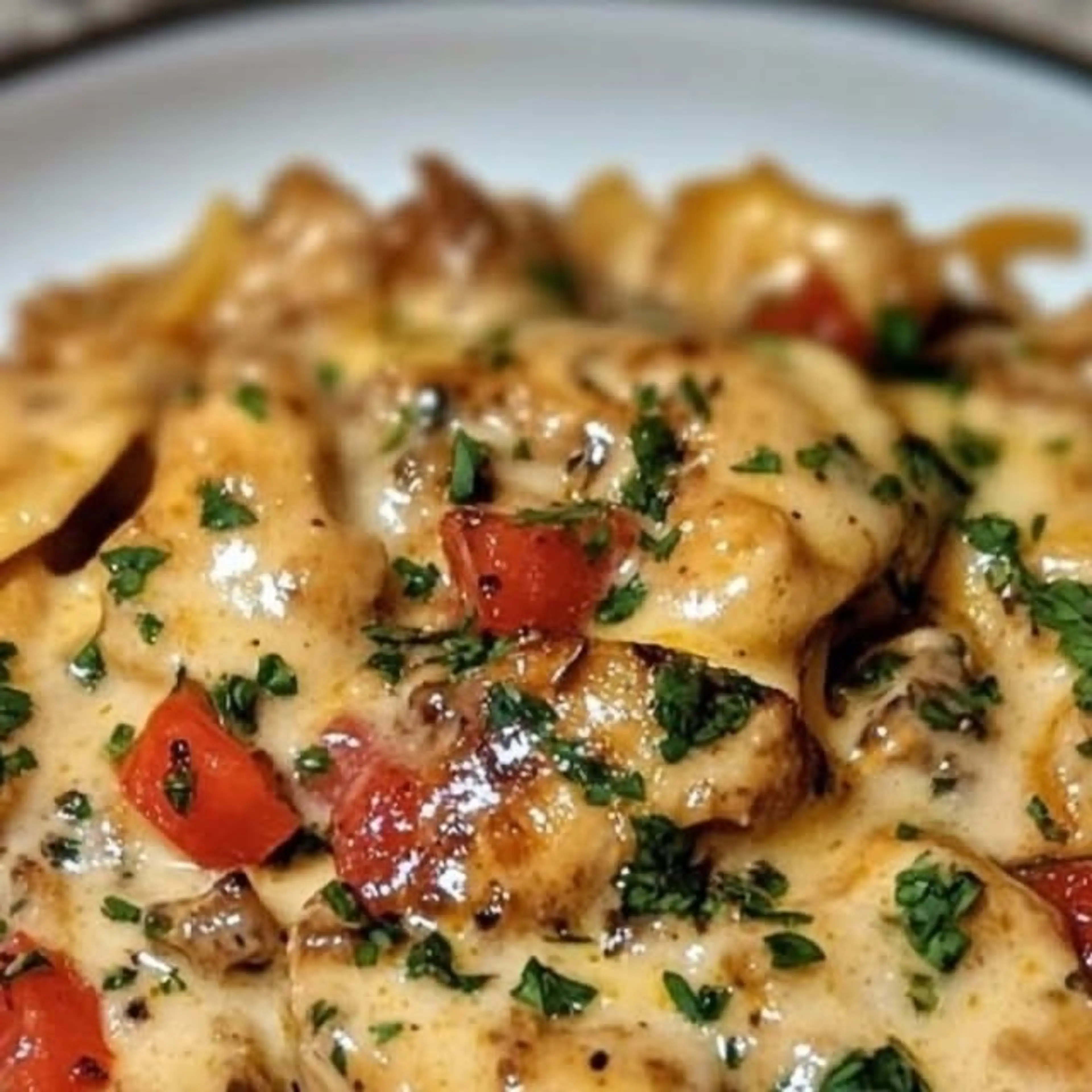 Cowboy Butter Garlic Chicken Tortellini with Red Pepper