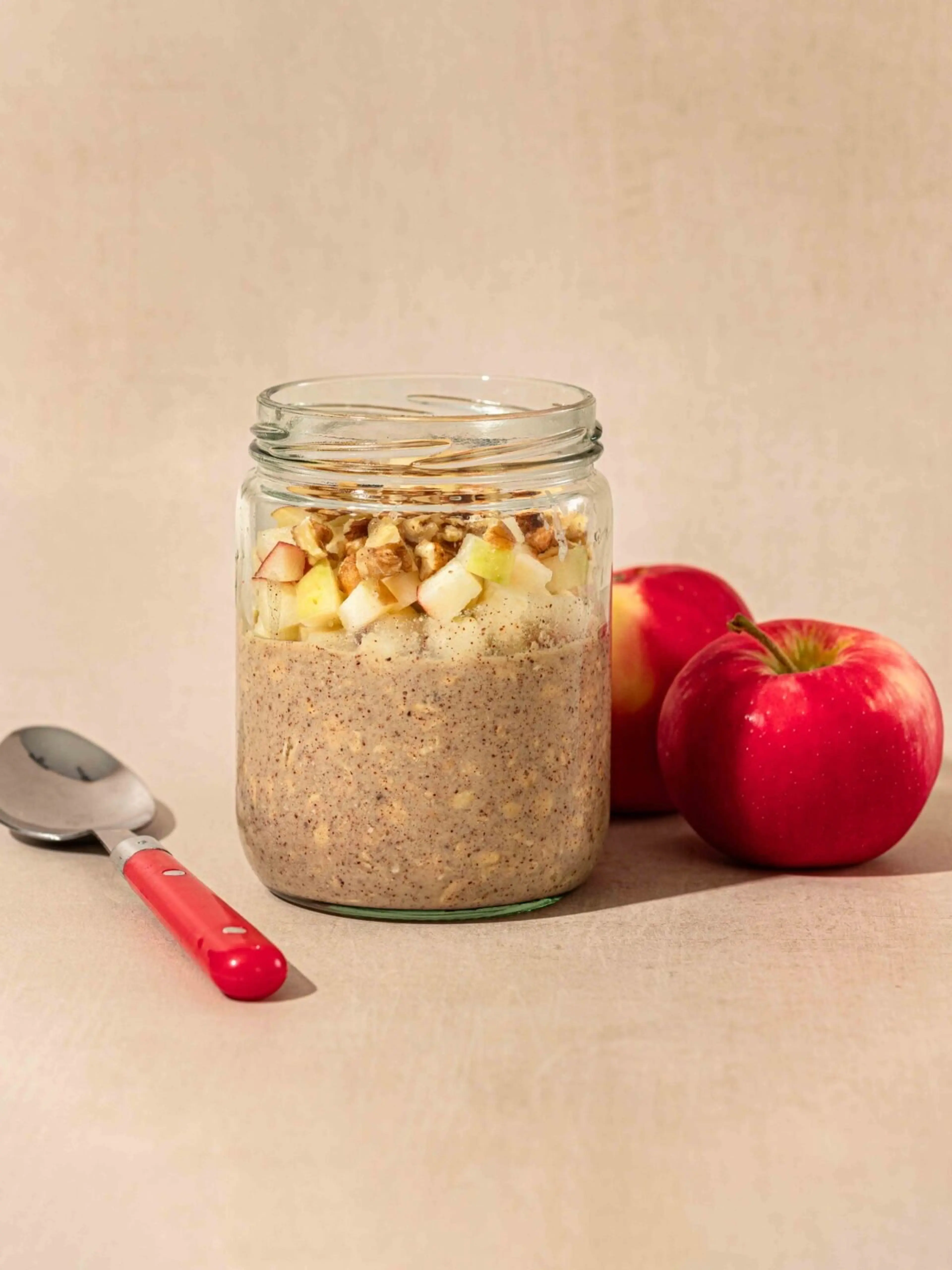 Apple Pie Overnight Oats with Almond Butter