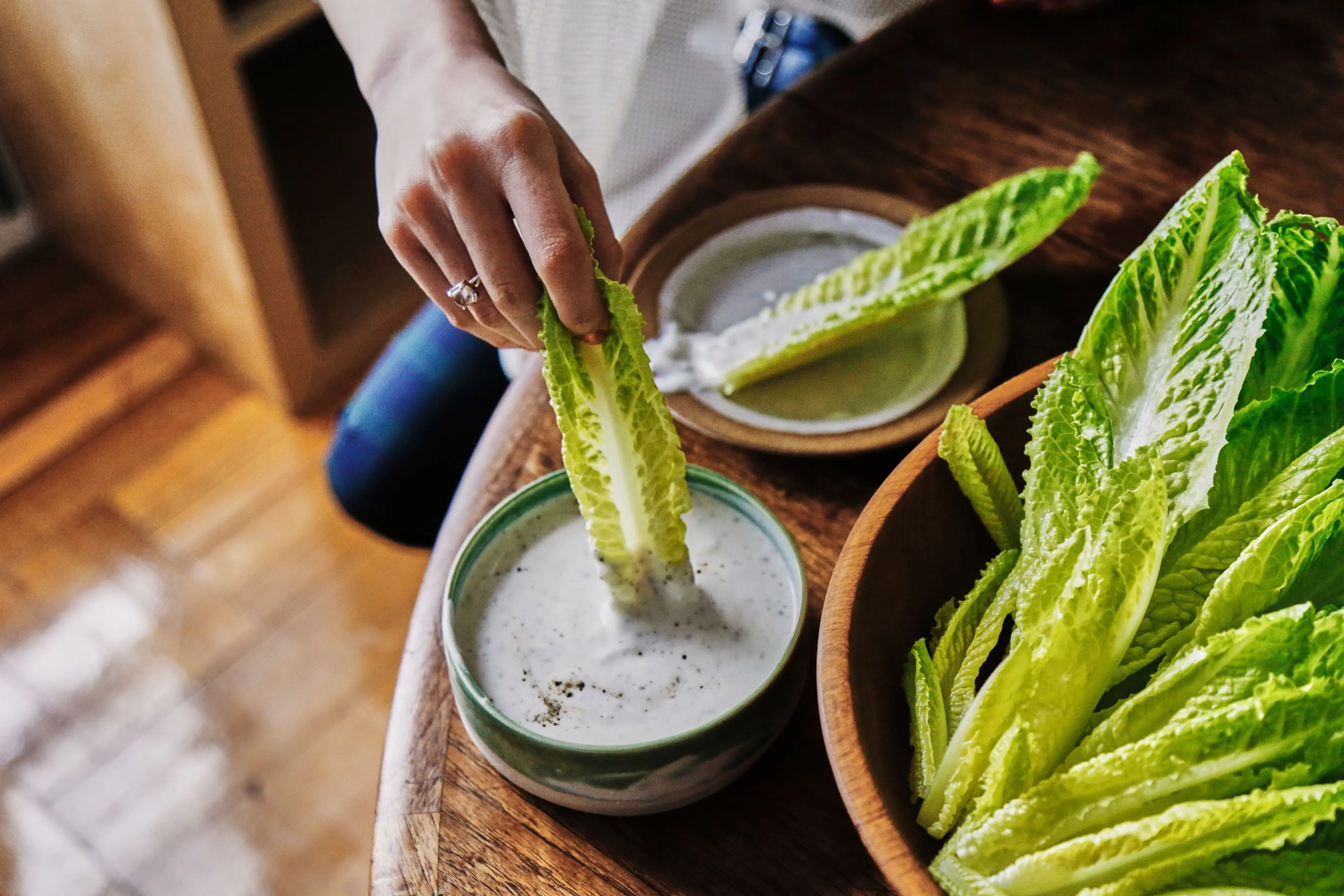 Hand Salad With Yogurt-Lemon Dressing