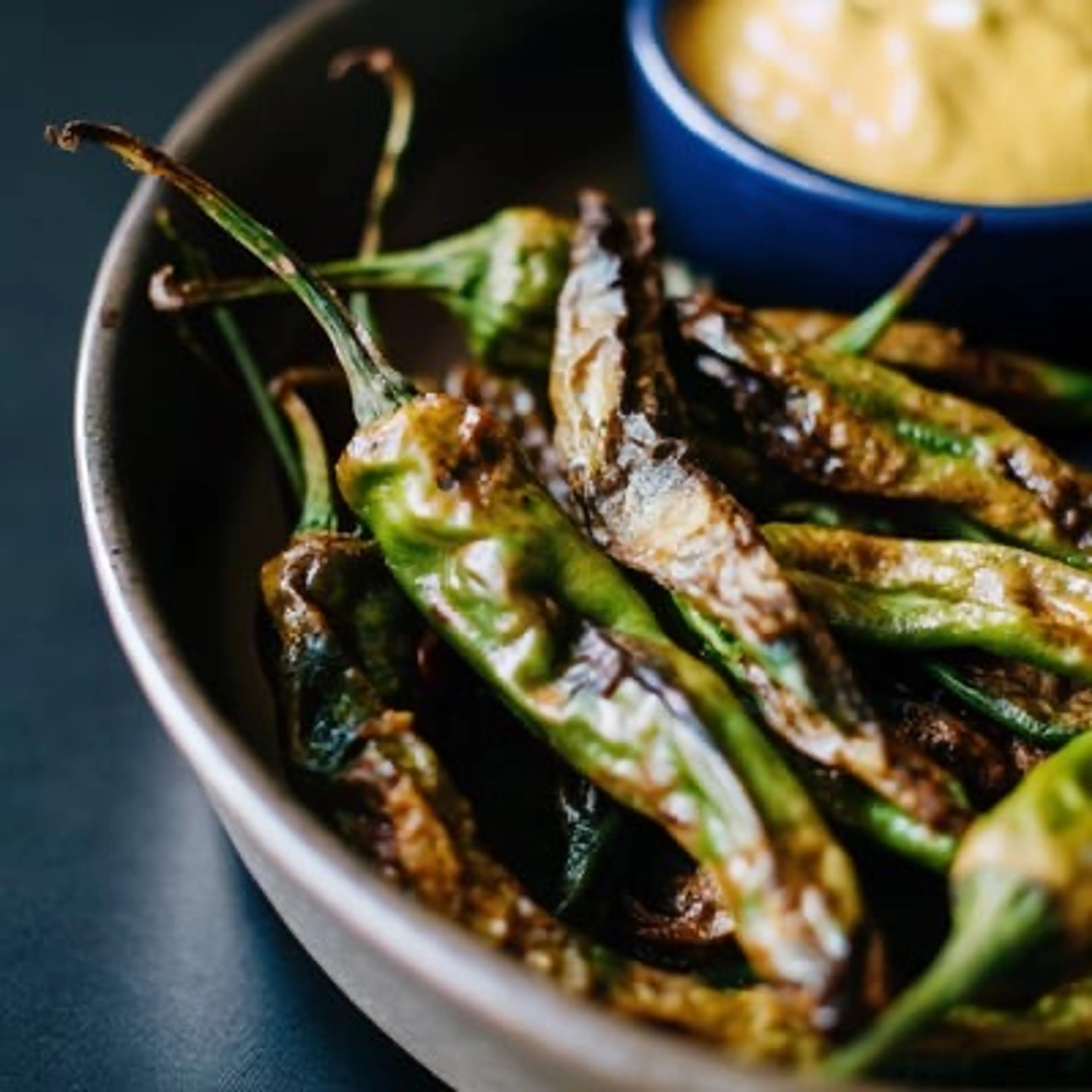 Blistered Shishito Peppers with Best Dip