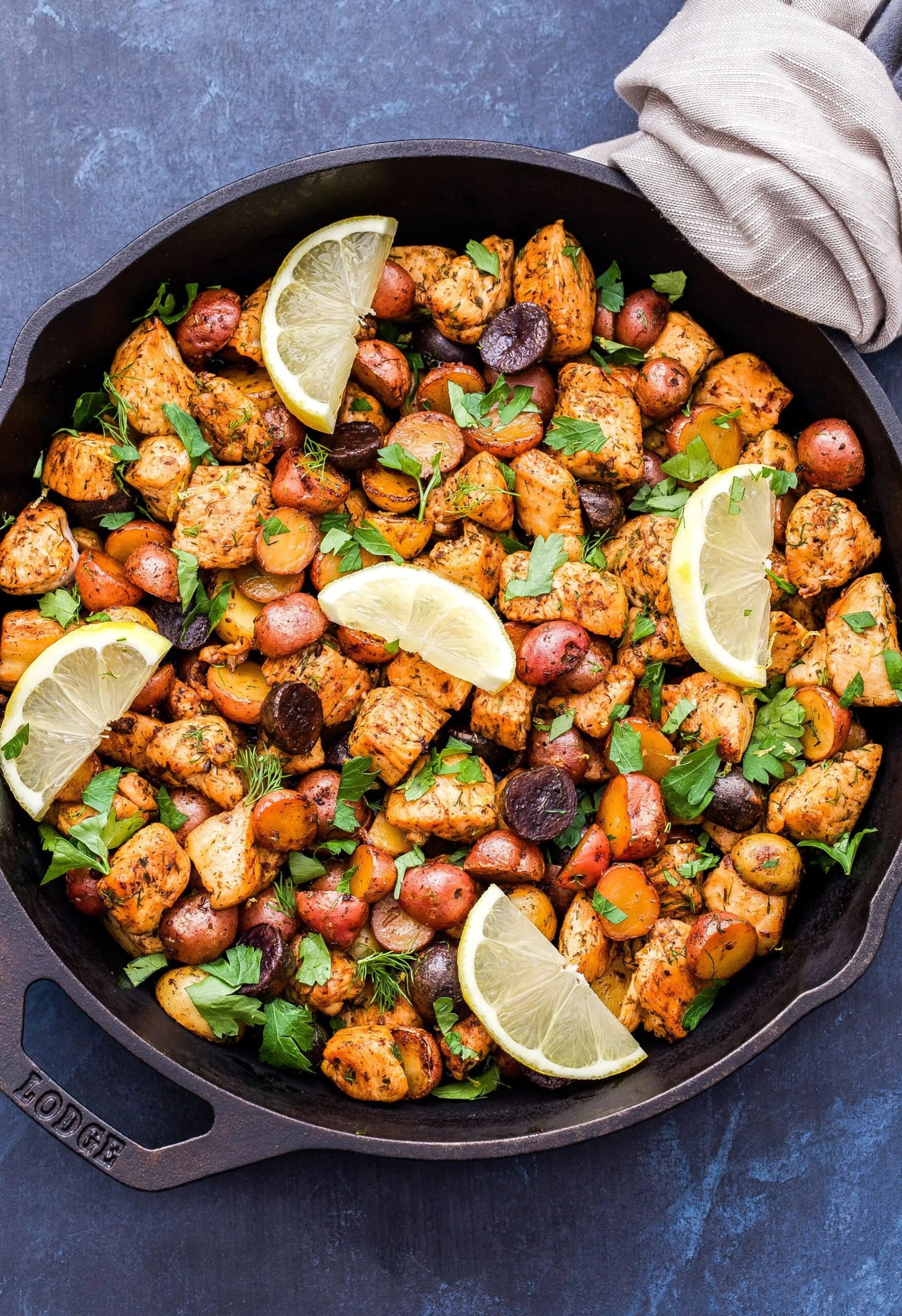 Lemon Herb Chicken and Potato Skillet
