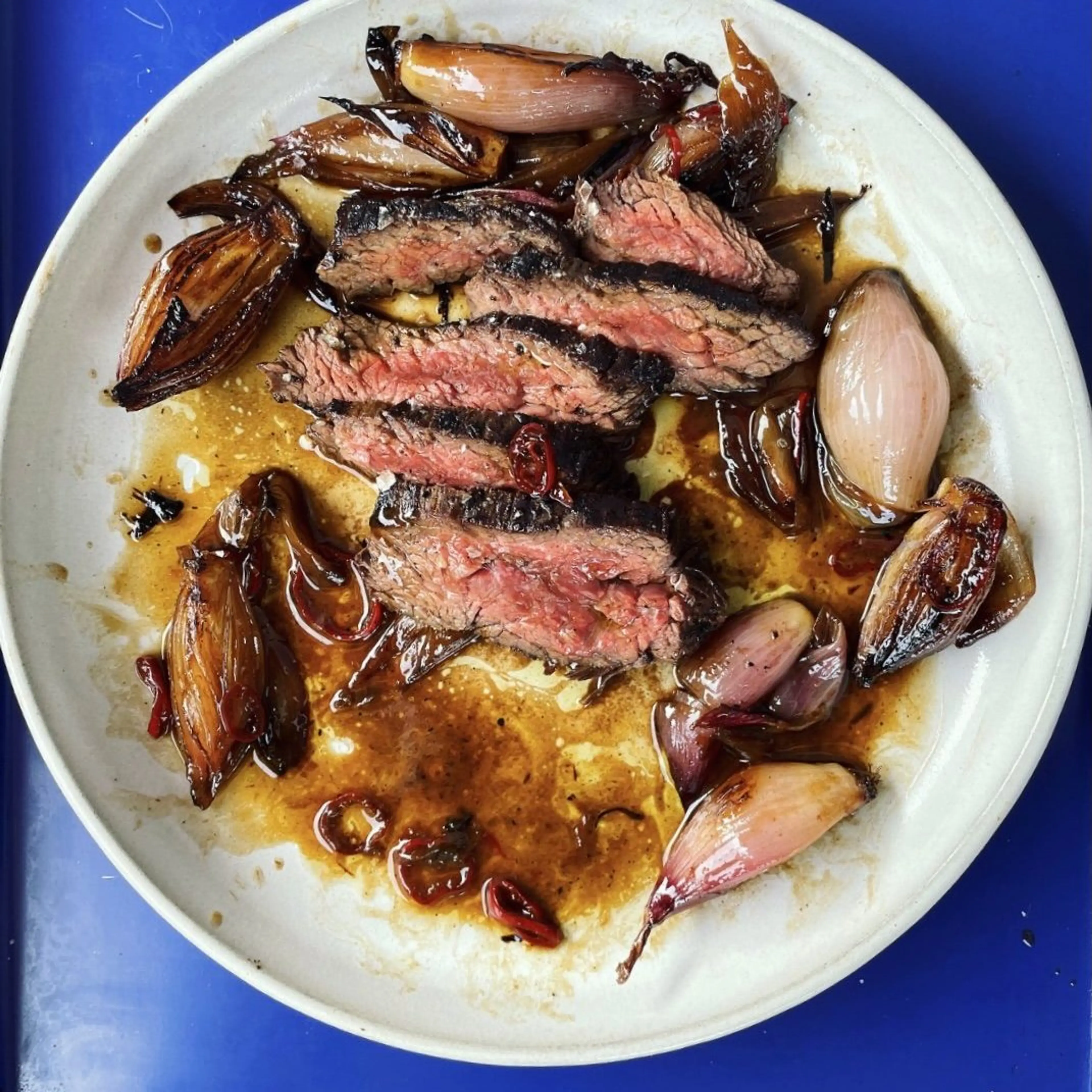 Celebration Steak with Jammy Vinegar Shallots
