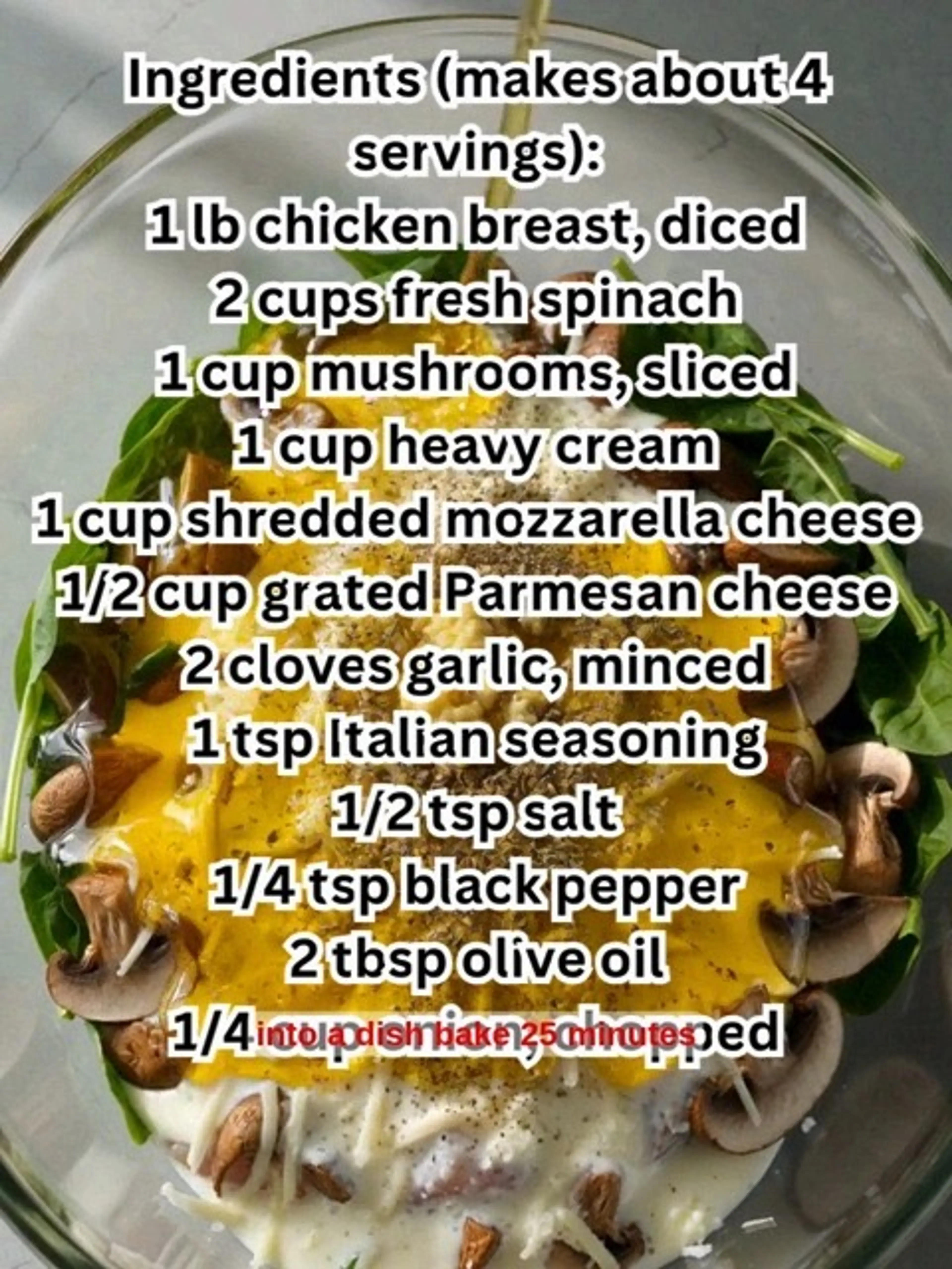 Chicken, Spinach & Mushroom Low-carb Oven Delight