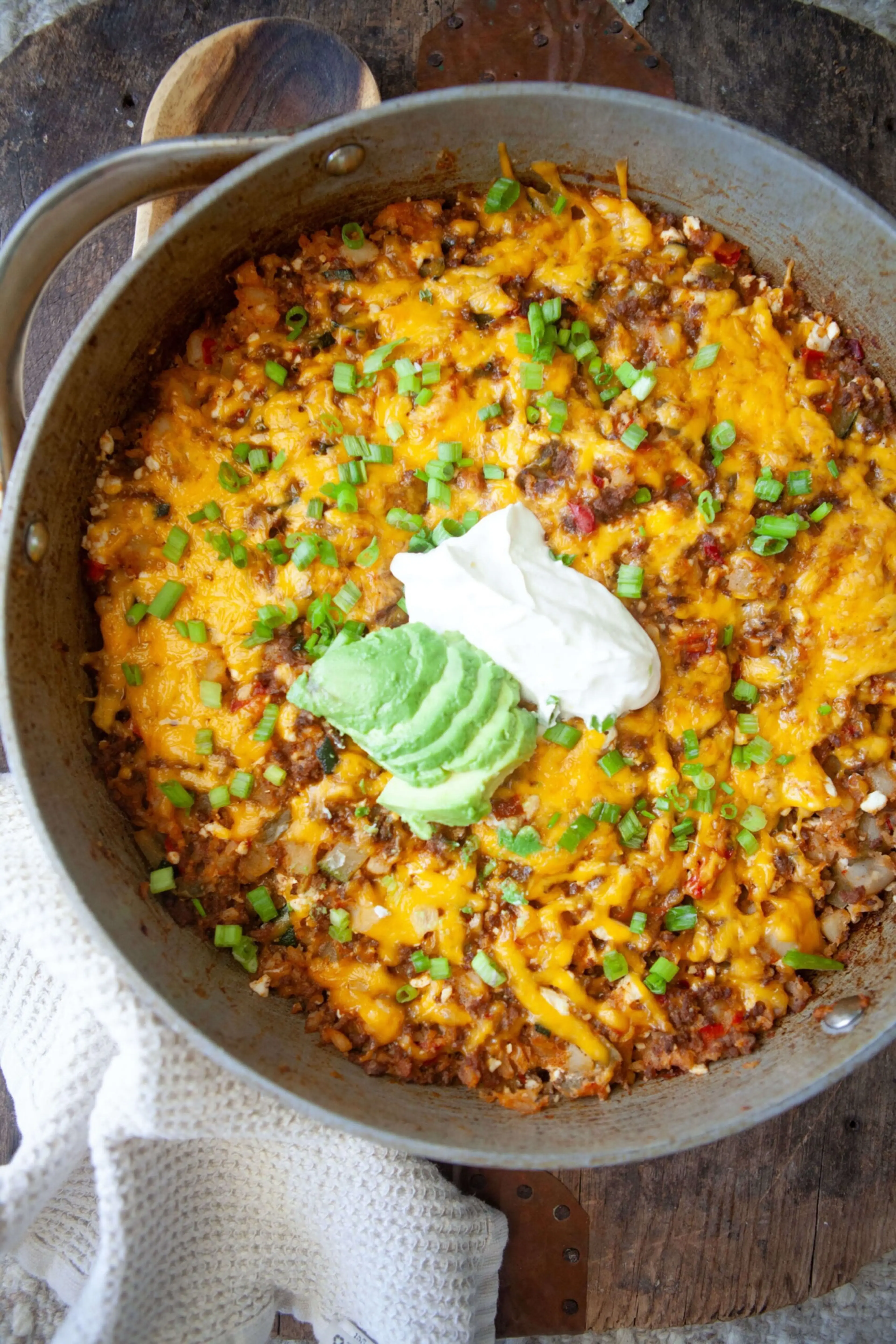 Skillet Mexican Potatoes with Ground Beef