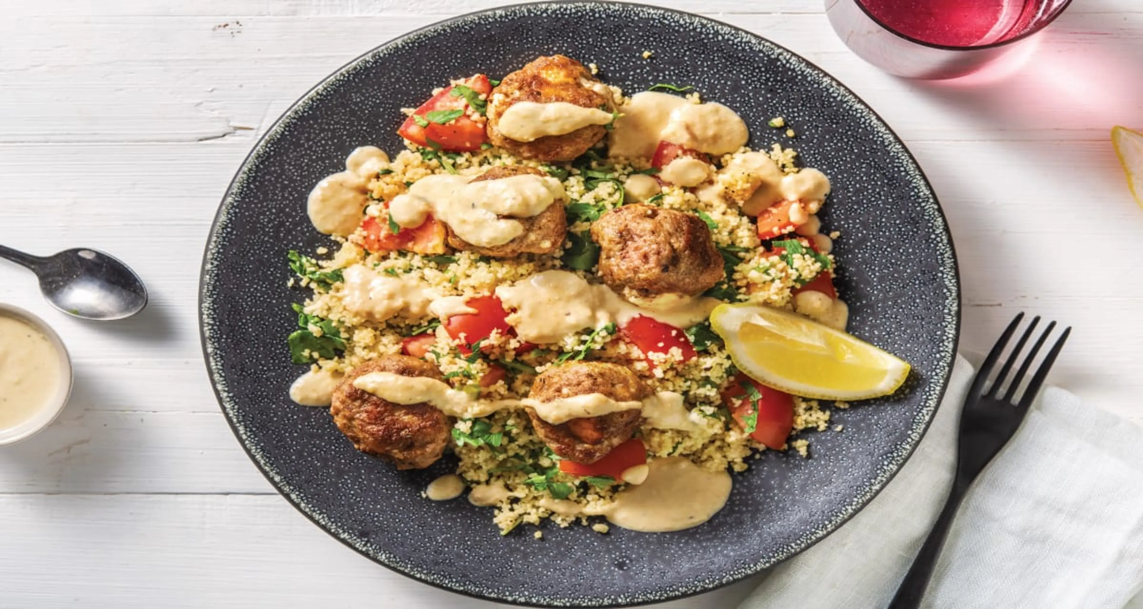 Beef & Fetta Meatballs with Couscous Tabbouleh