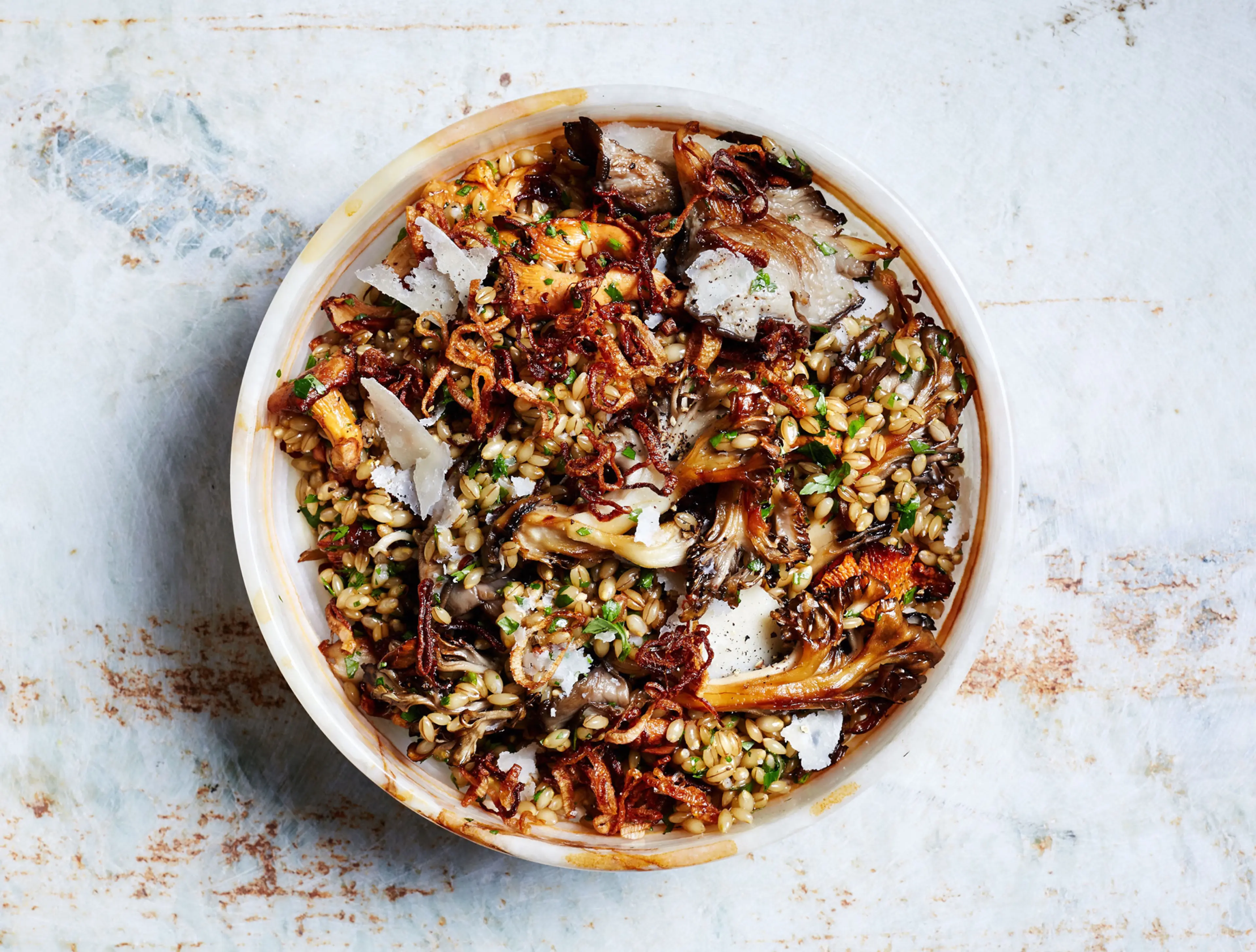 Herby Barley Salad With Butter-Basted Mushrooms