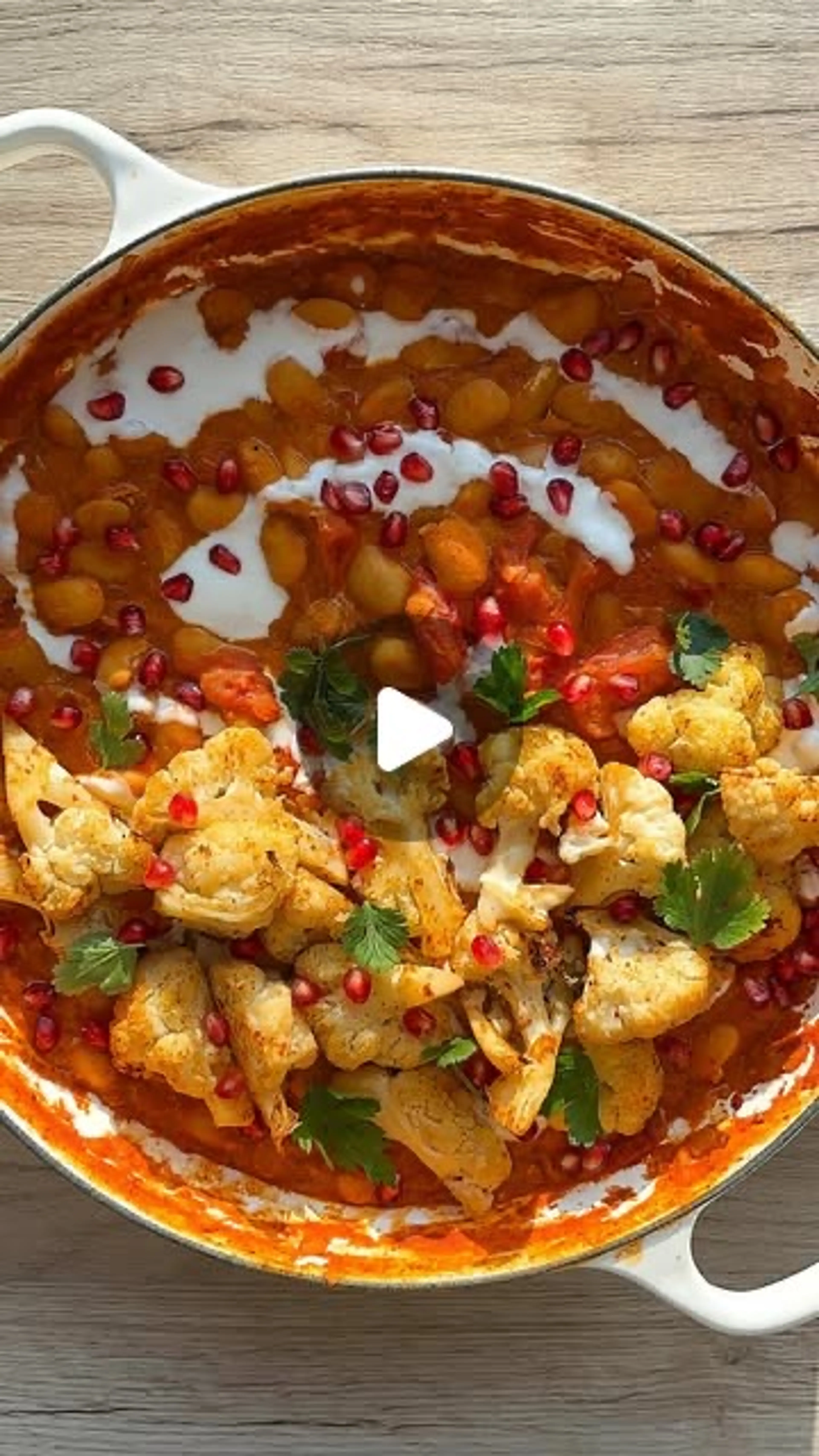 Harissa Butter Beans with Roasted Cauliflower and Pomegranat