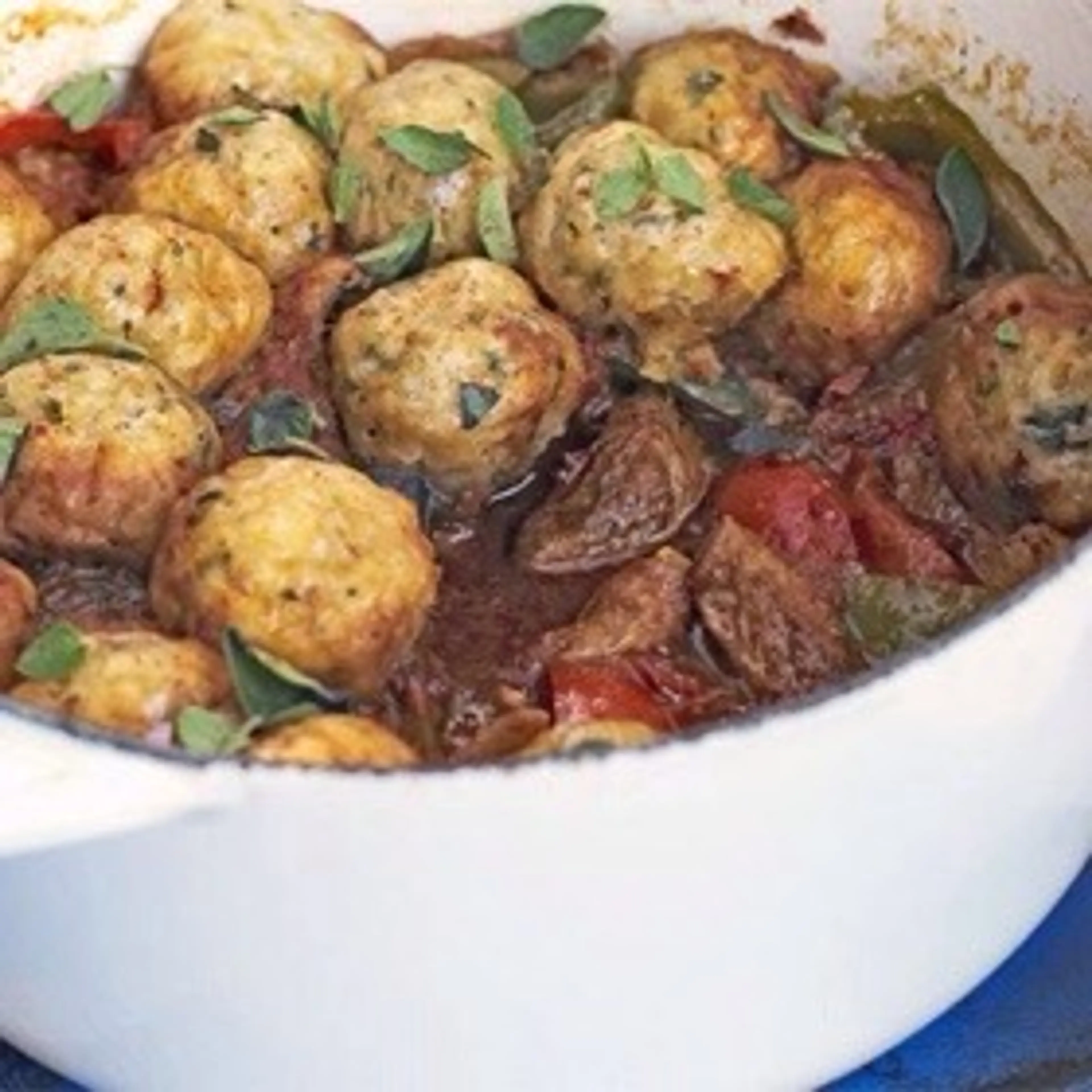 Pork goulash with herby dumplings